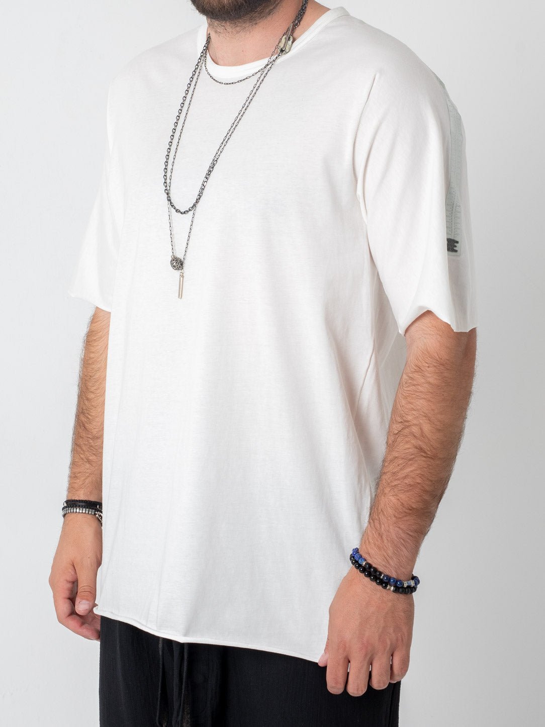 T-Shirt with Rubberized Shoulder Detail - by ISAAC SELLAM
