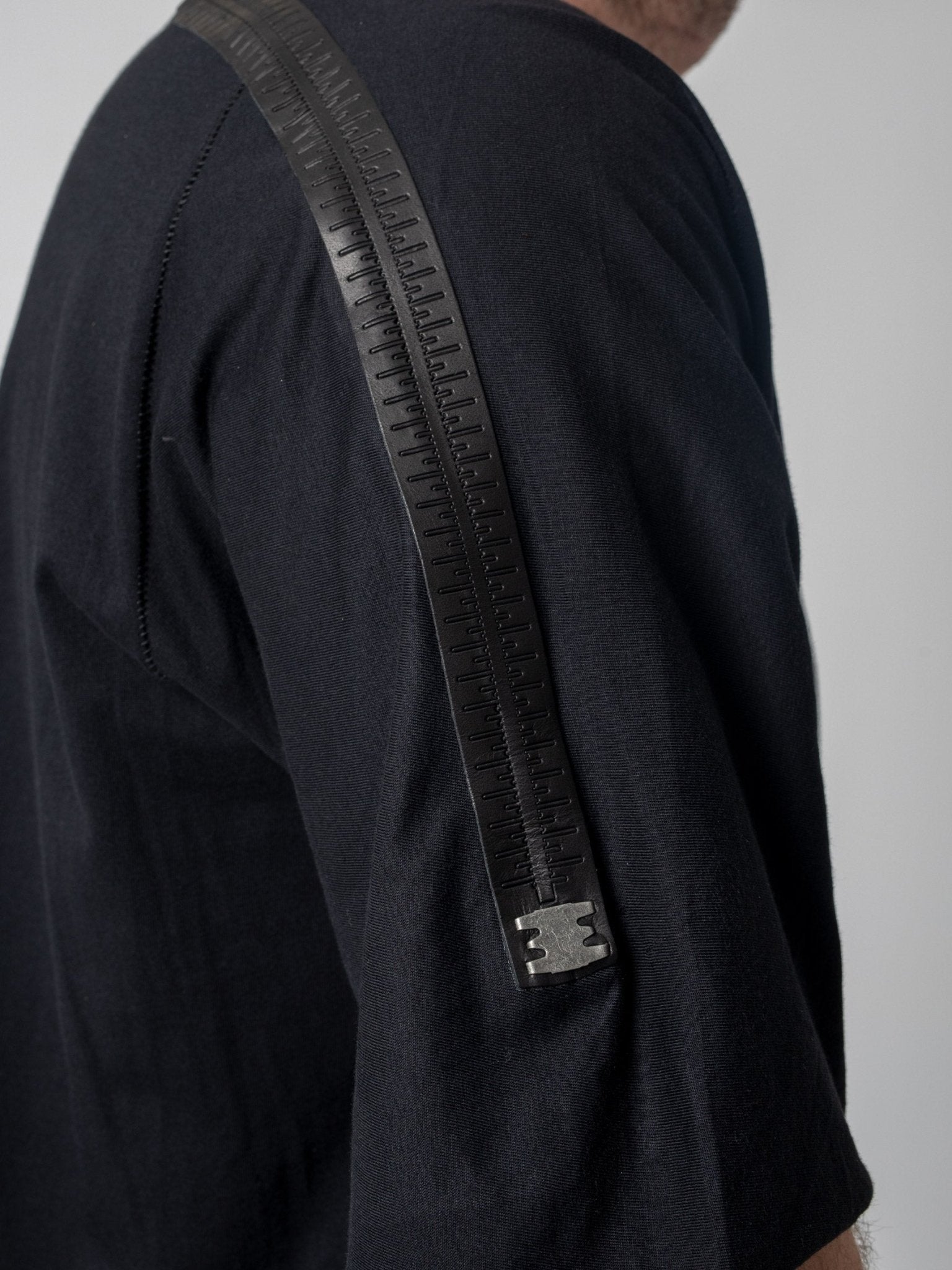 T-Shirt with Rubberized Shoulder Detail - by ISAAC SELLAM