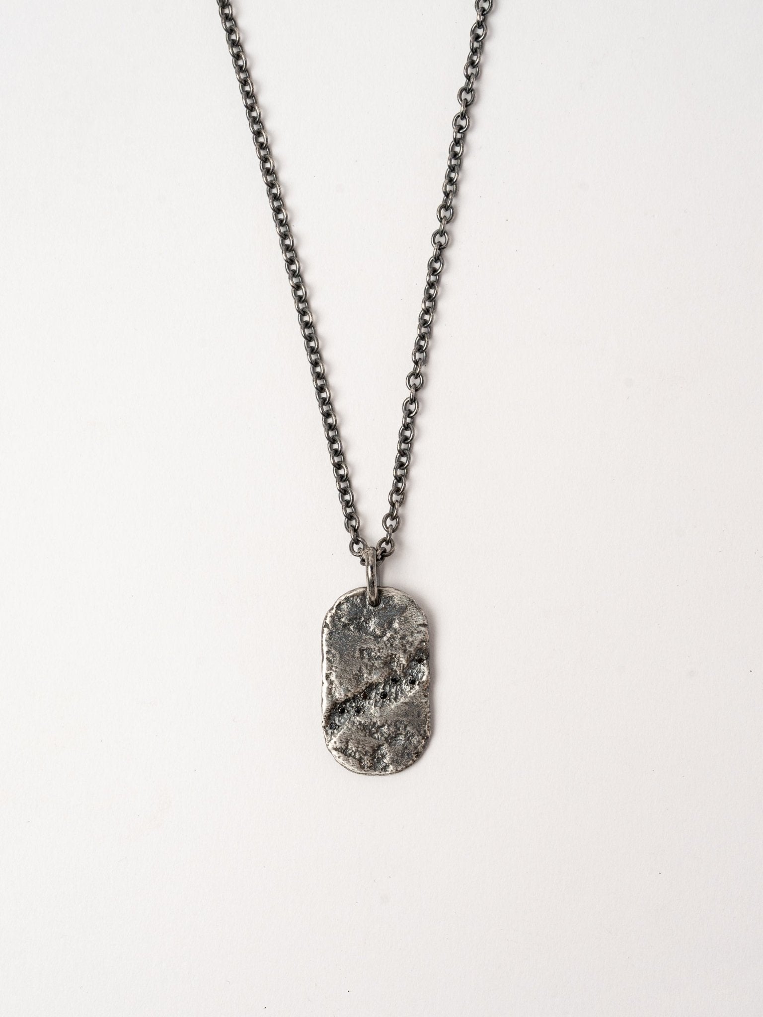 Tag Necklace with Black Diamonds - by AITO