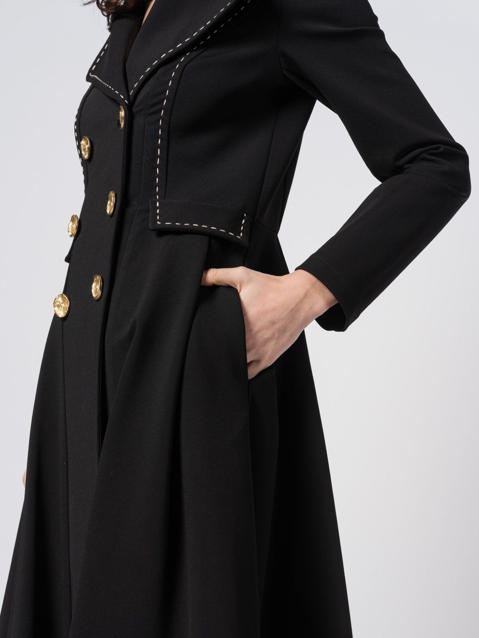 Tailored Double - Breasted Long Coat - by SHARONA SHARVIT