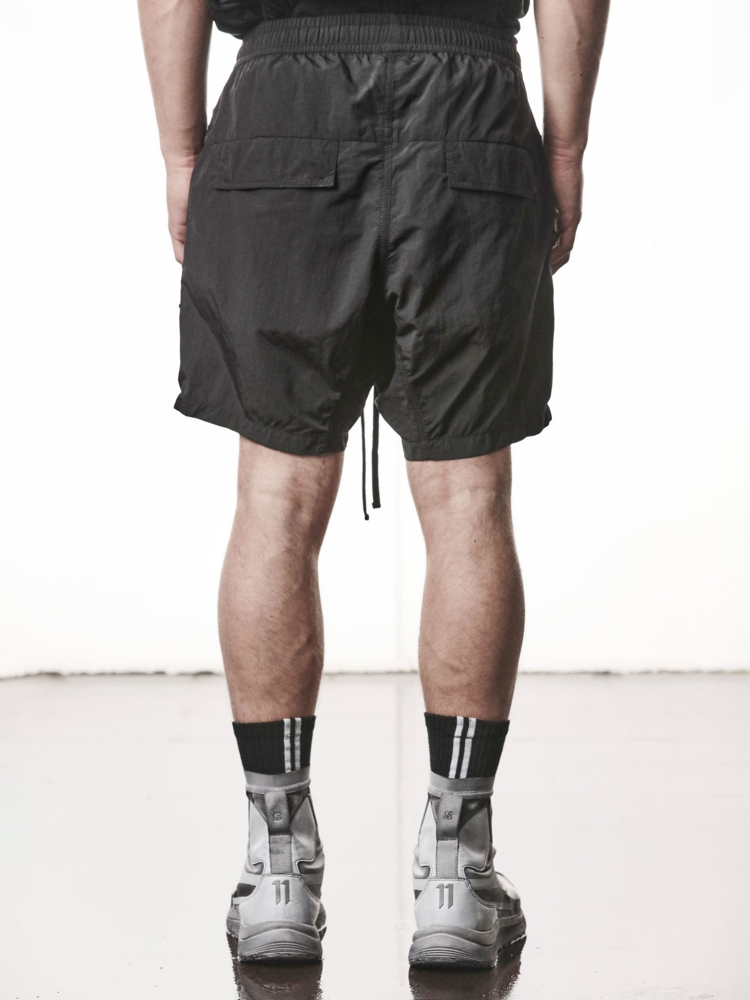 Technical Drop Crotch Shorts by THOM KROM in black technical polyamide