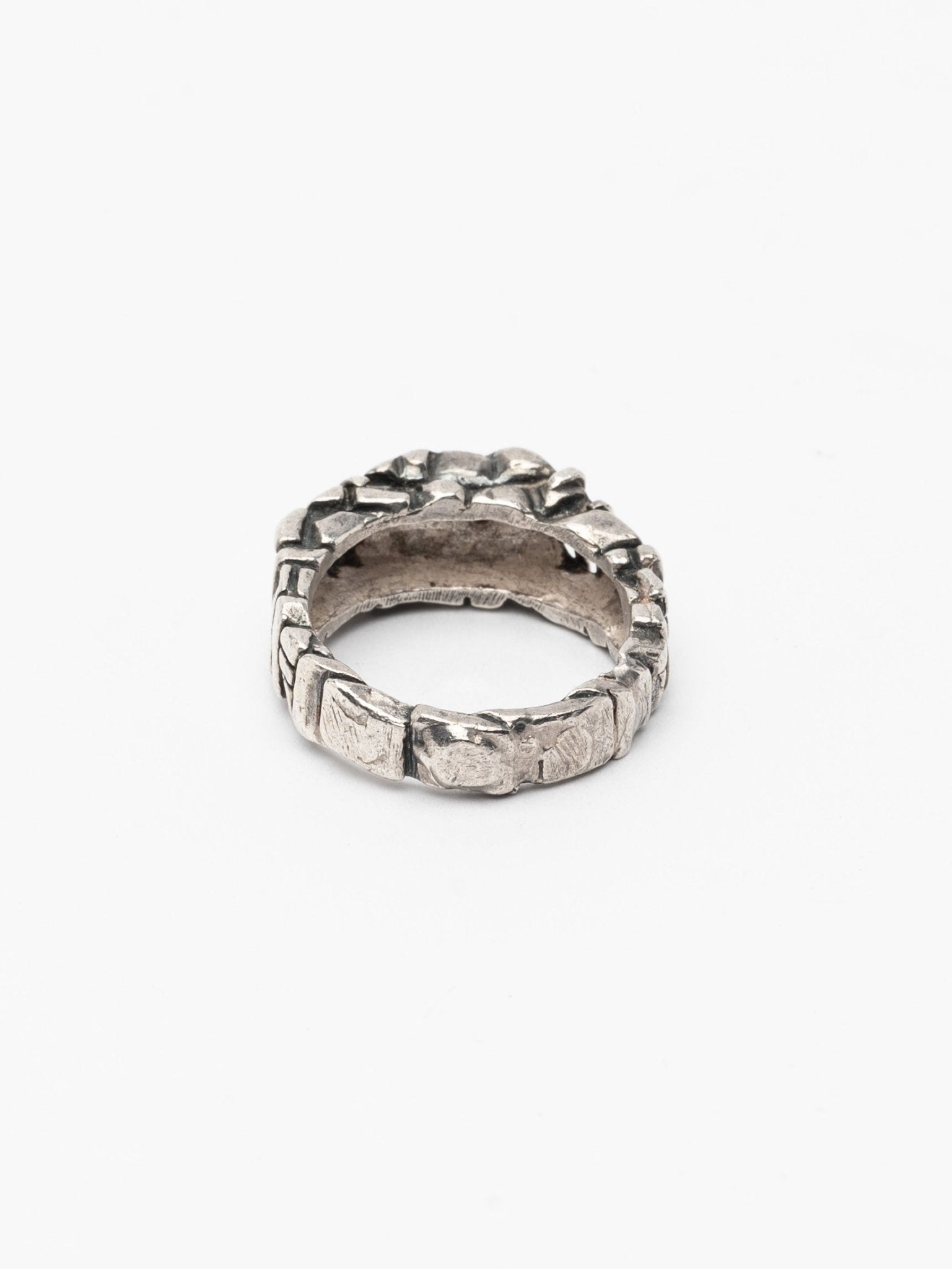 Textured Band Ring with Black Diamonds - by CEDAR