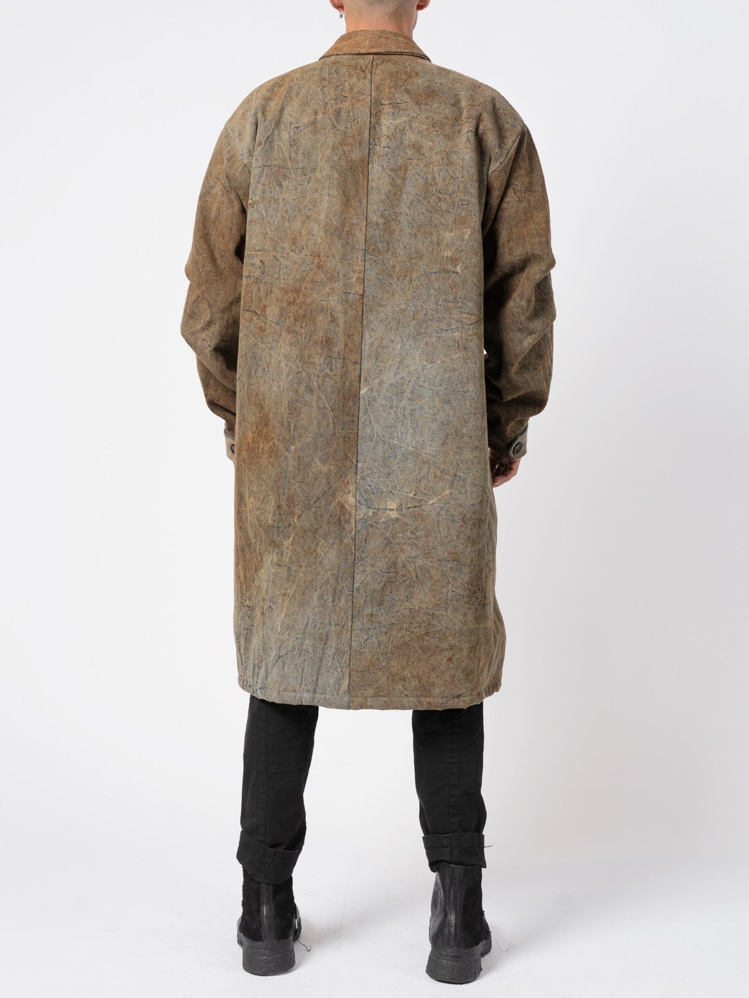 Textured Cotton Long Coat - by GIORGIO BRATO
