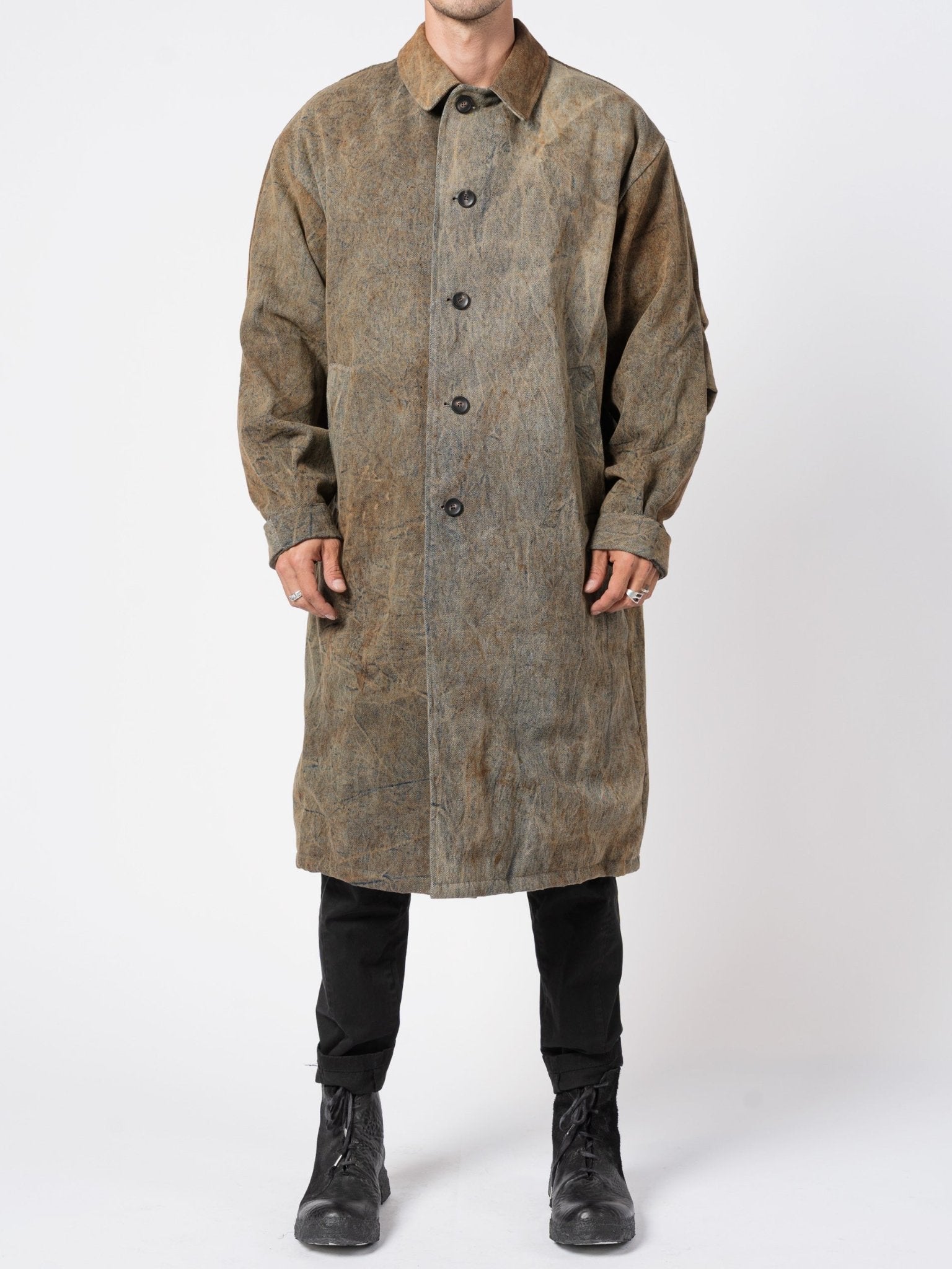 Textured Cotton Long Coat - by GIORGIO BRATO