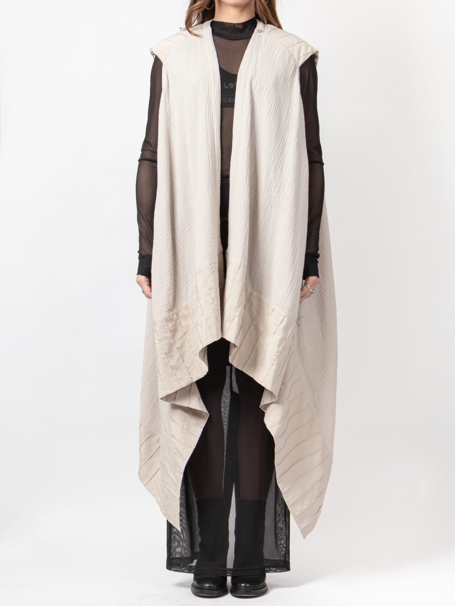 Textured Draped Cape - by VAGUE