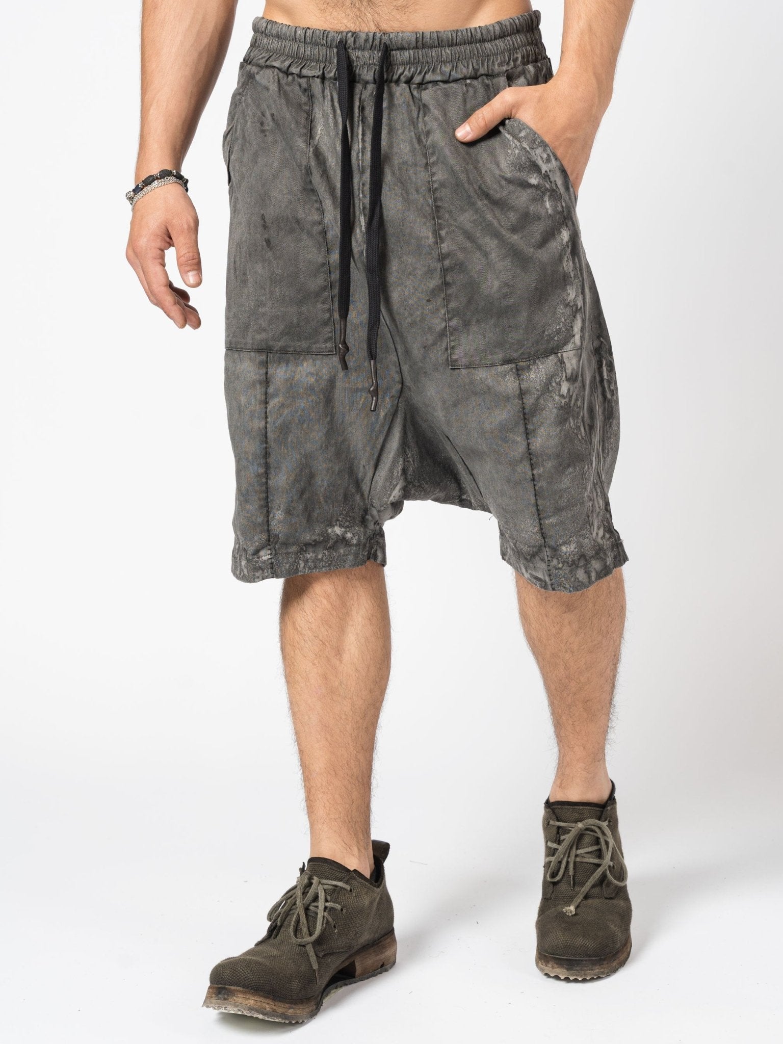 Textured Linen Blend Shorts - by MD75