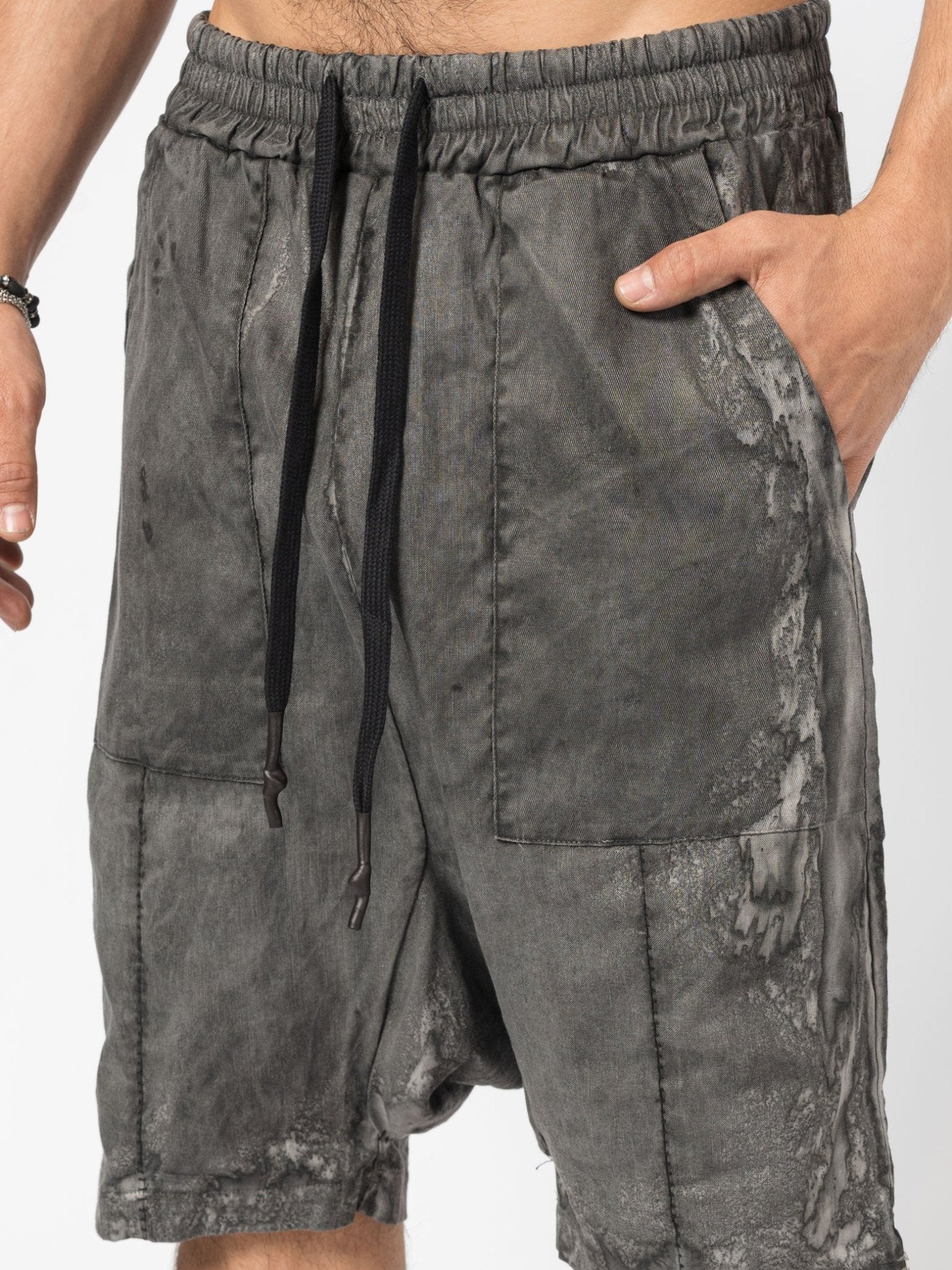 Textured Linen Blend Shorts - by MD75