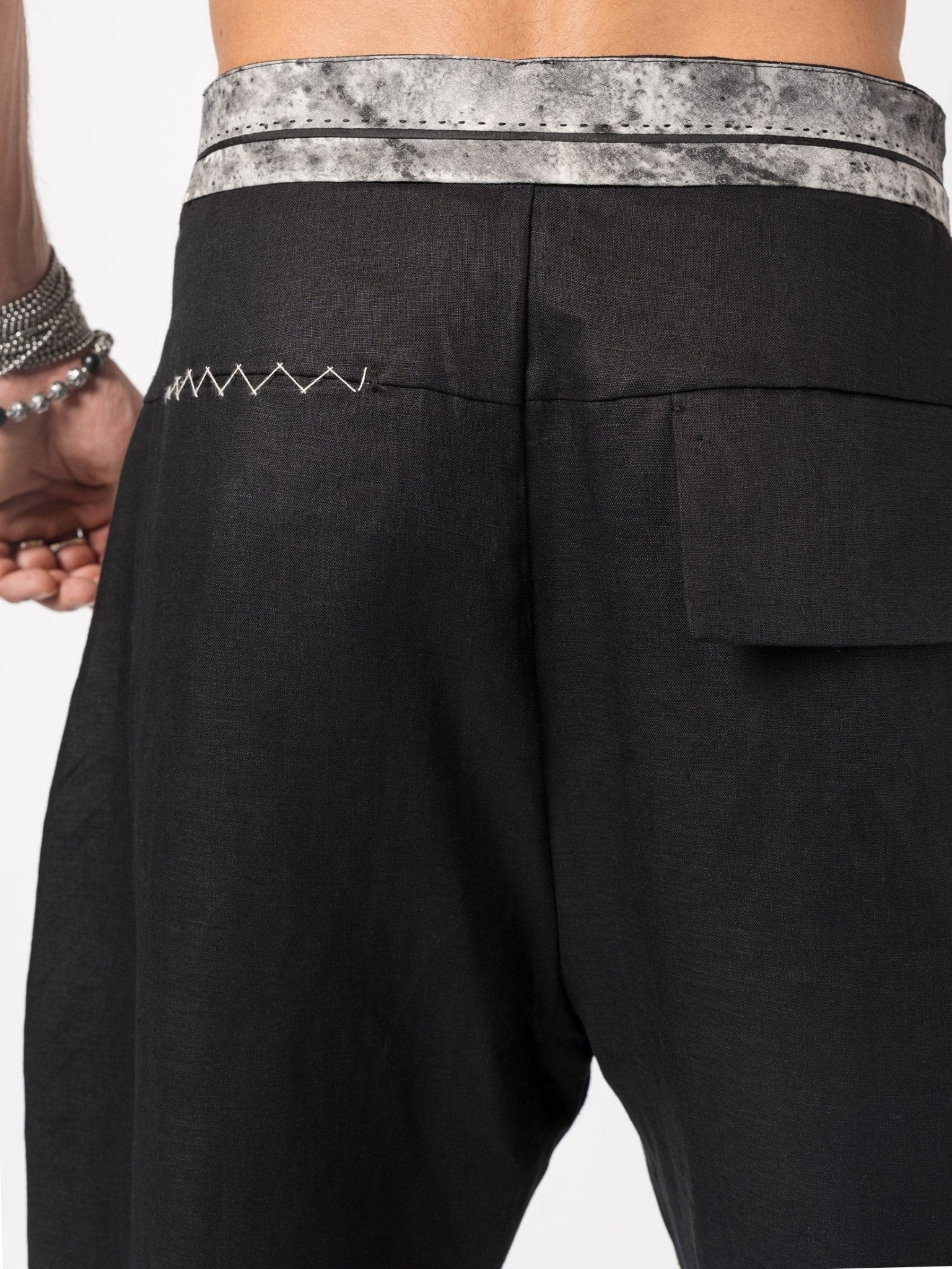 Textured Linen - Cotton Tapered Pants - by GIOVANNI CAVAGNA