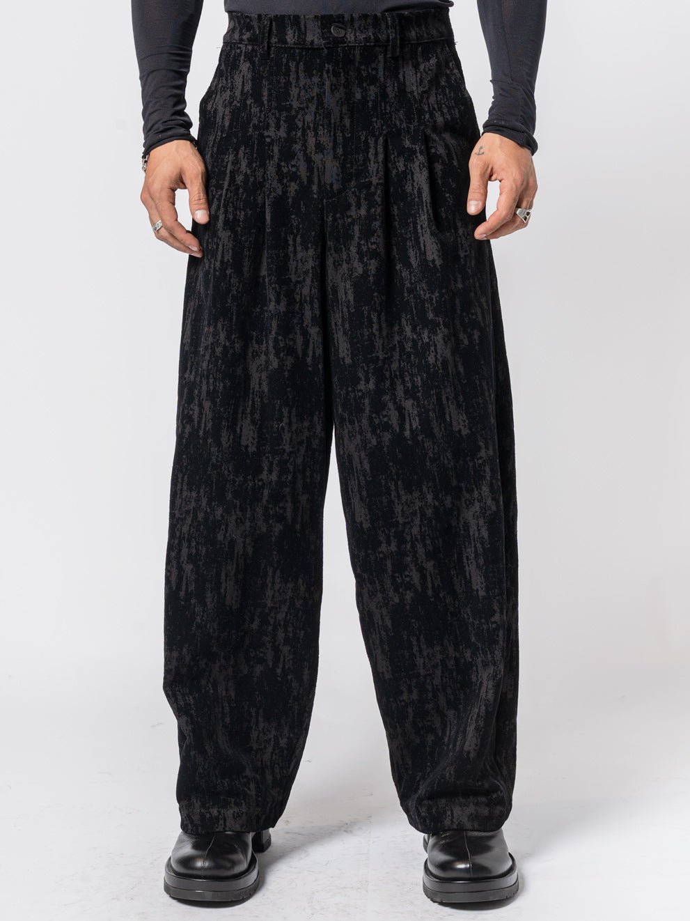 Textured Wide - Leg Trousers - by NOSTRA SANTISSIMA