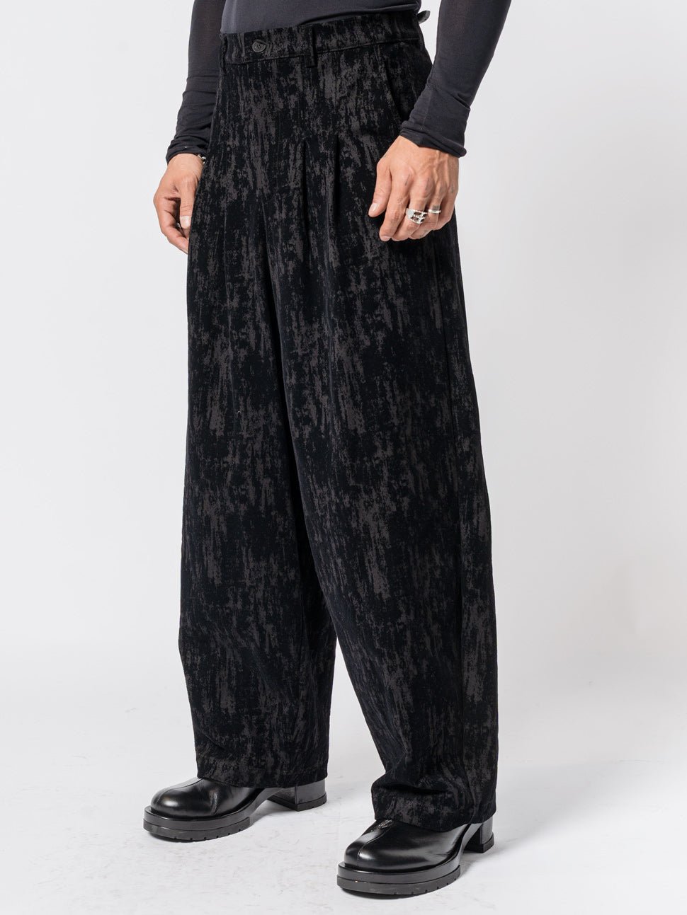 Textured Wide - Leg Trousers - by NOSTRA SANTISSIMA