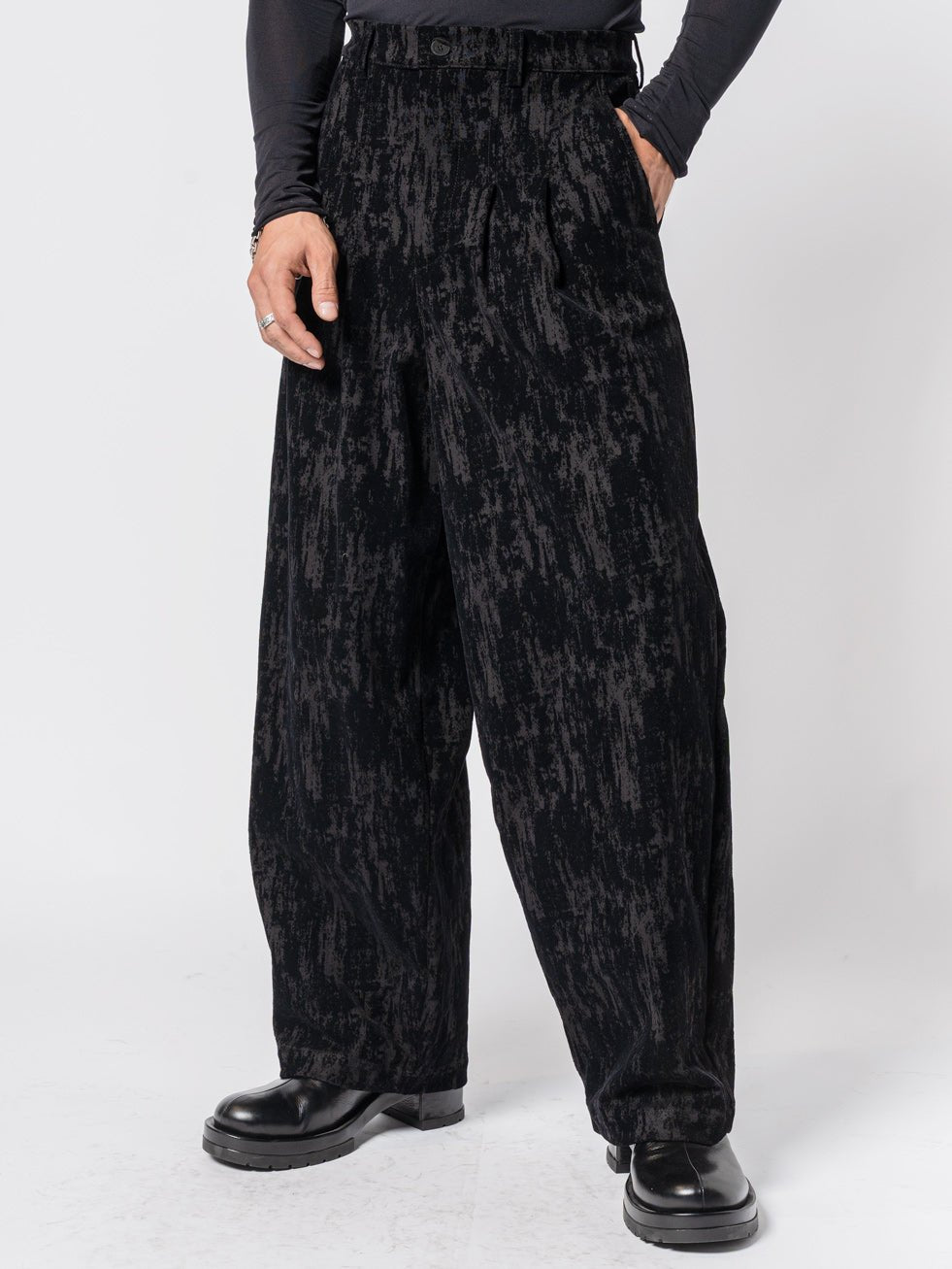 Textured Wide - Leg Trousers - by NOSTRA SANTISSIMA