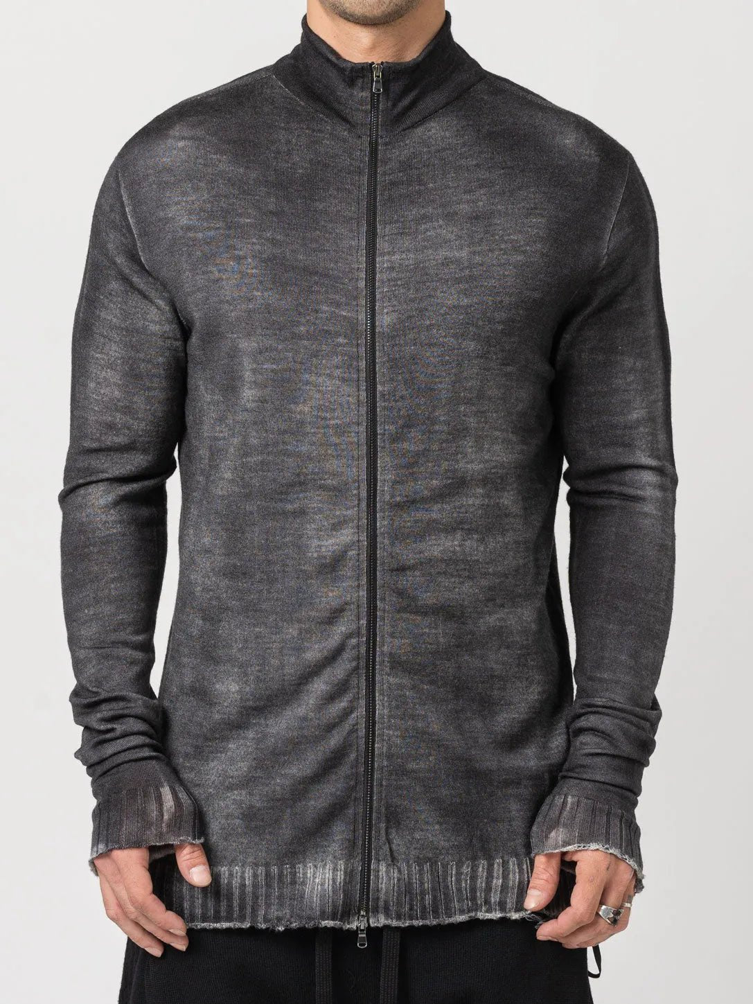 Thin Wool Zip - Up Sweater - by MD75