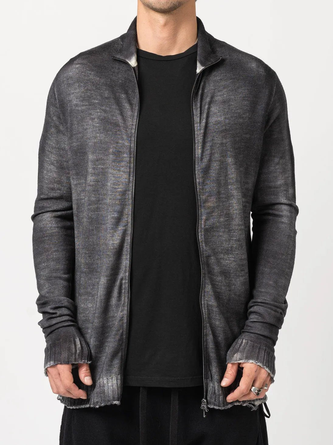 Thin Wool Zip - Up Sweater - by MD75