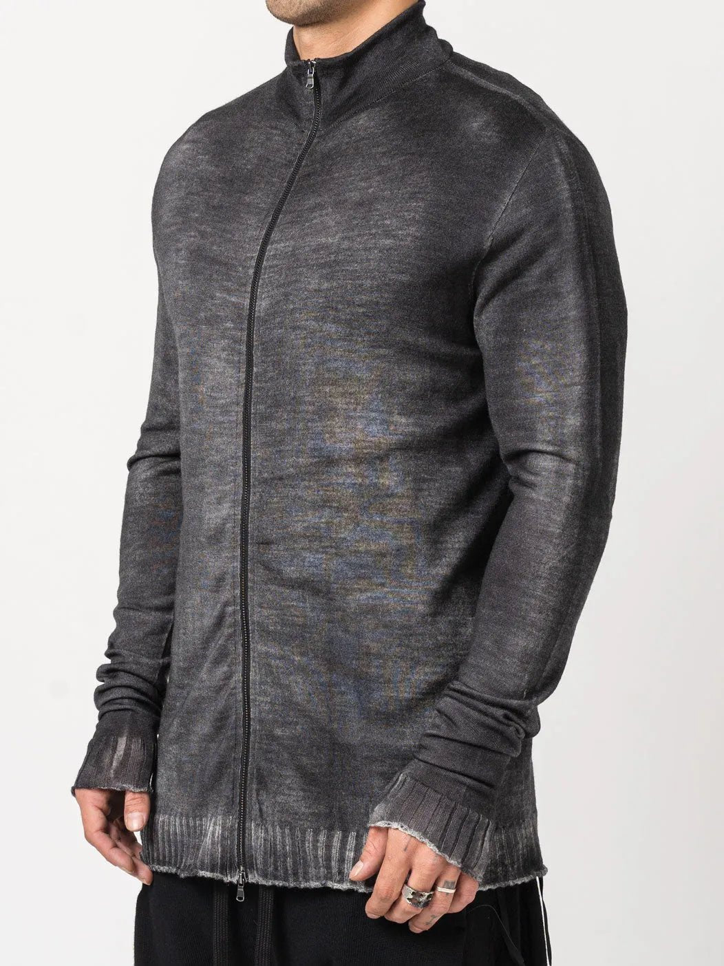 Thin Wool Zip - Up Sweater - by MD75