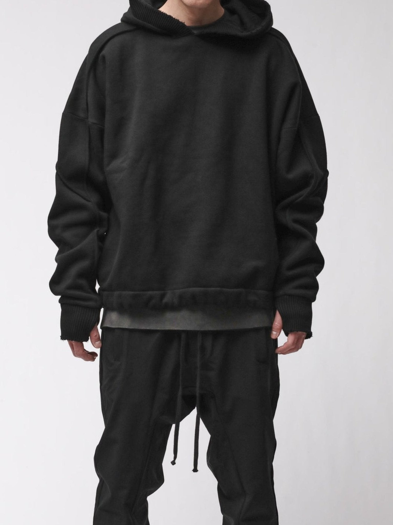 Thom Krom Cropped Hoodie M S 192 Black - by THOM KROM