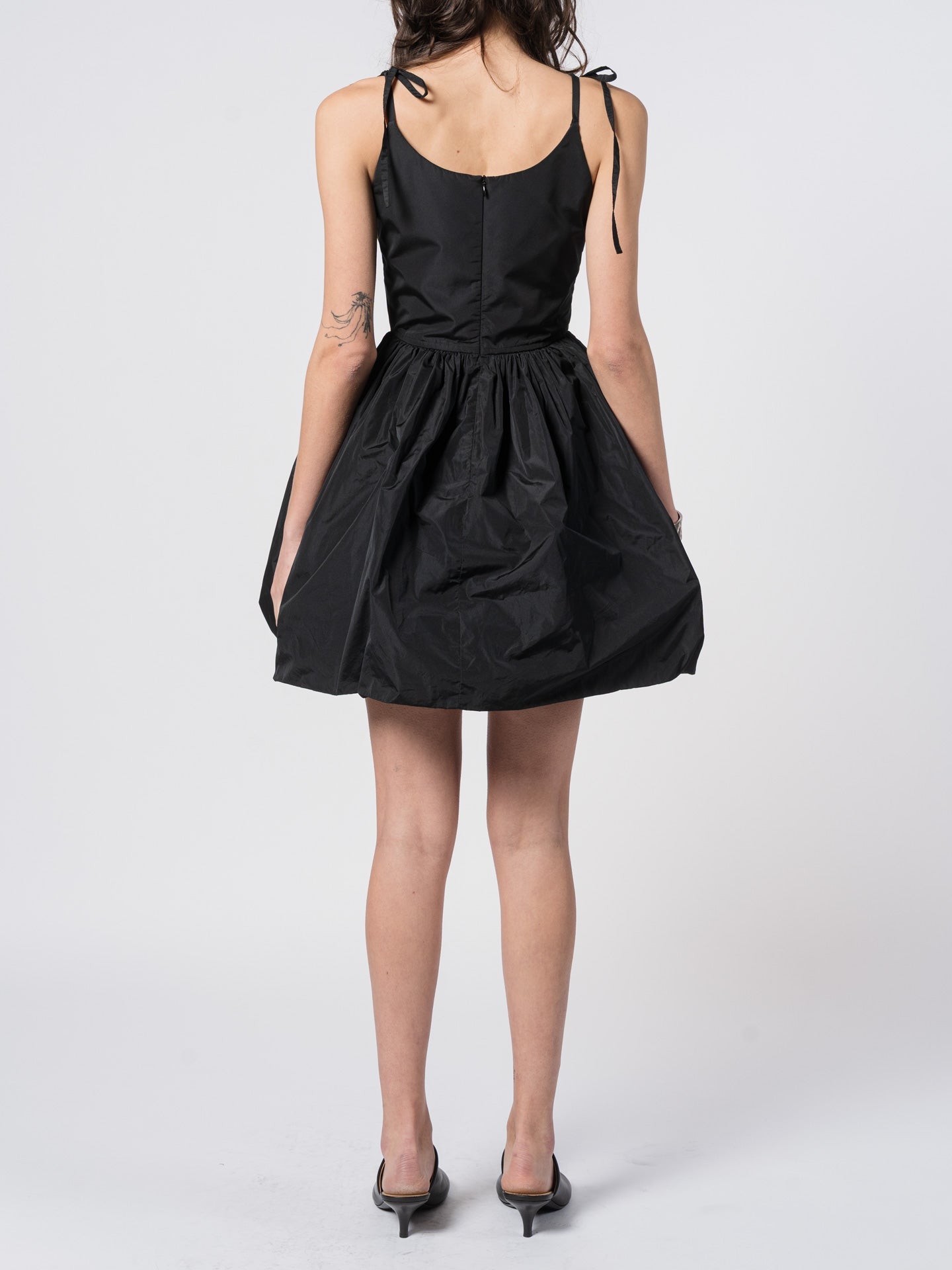 Tie - Strap Silk Taffeta Balloon Dress - by SHARONA SHARVIT