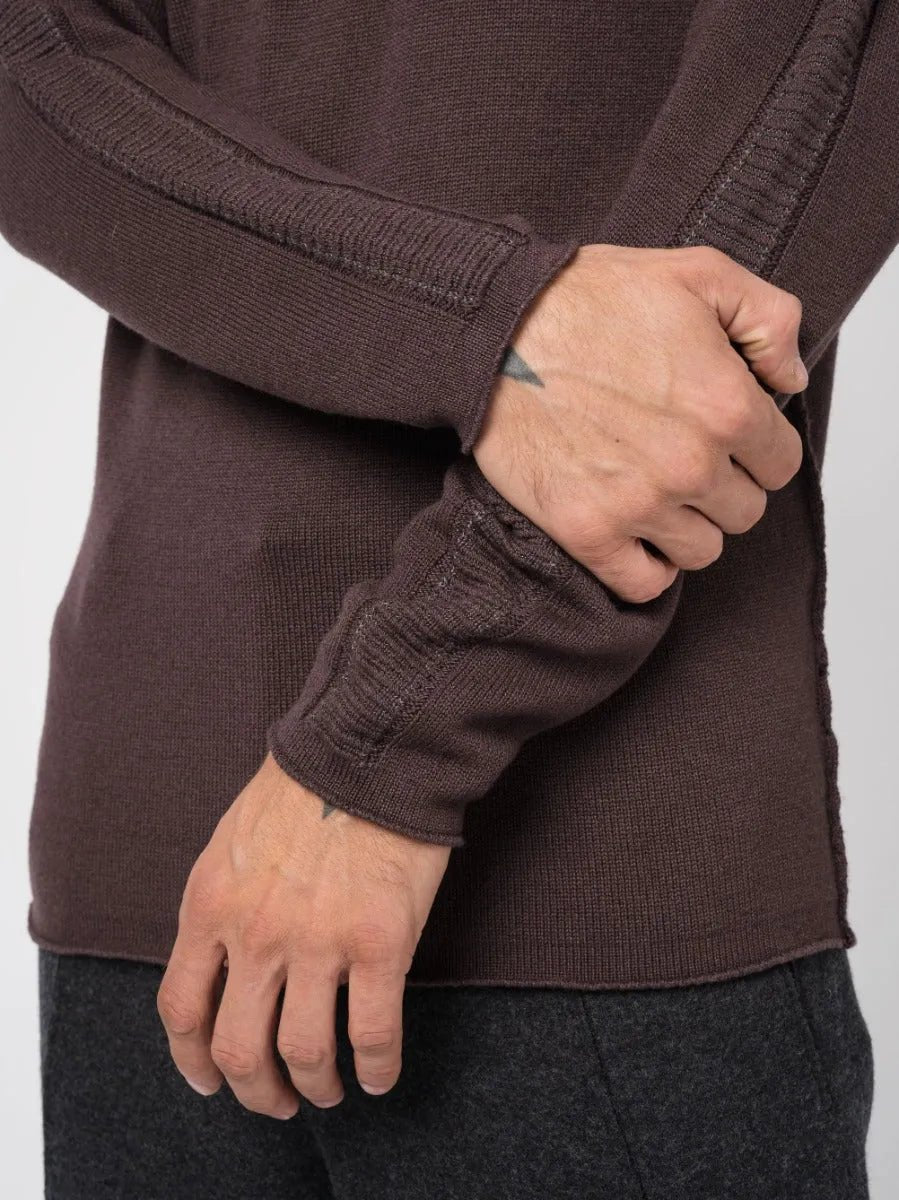 Transit Uomo Ribbed Raglan Virgin Wool Knit Plum - by TRANSIT UOMO