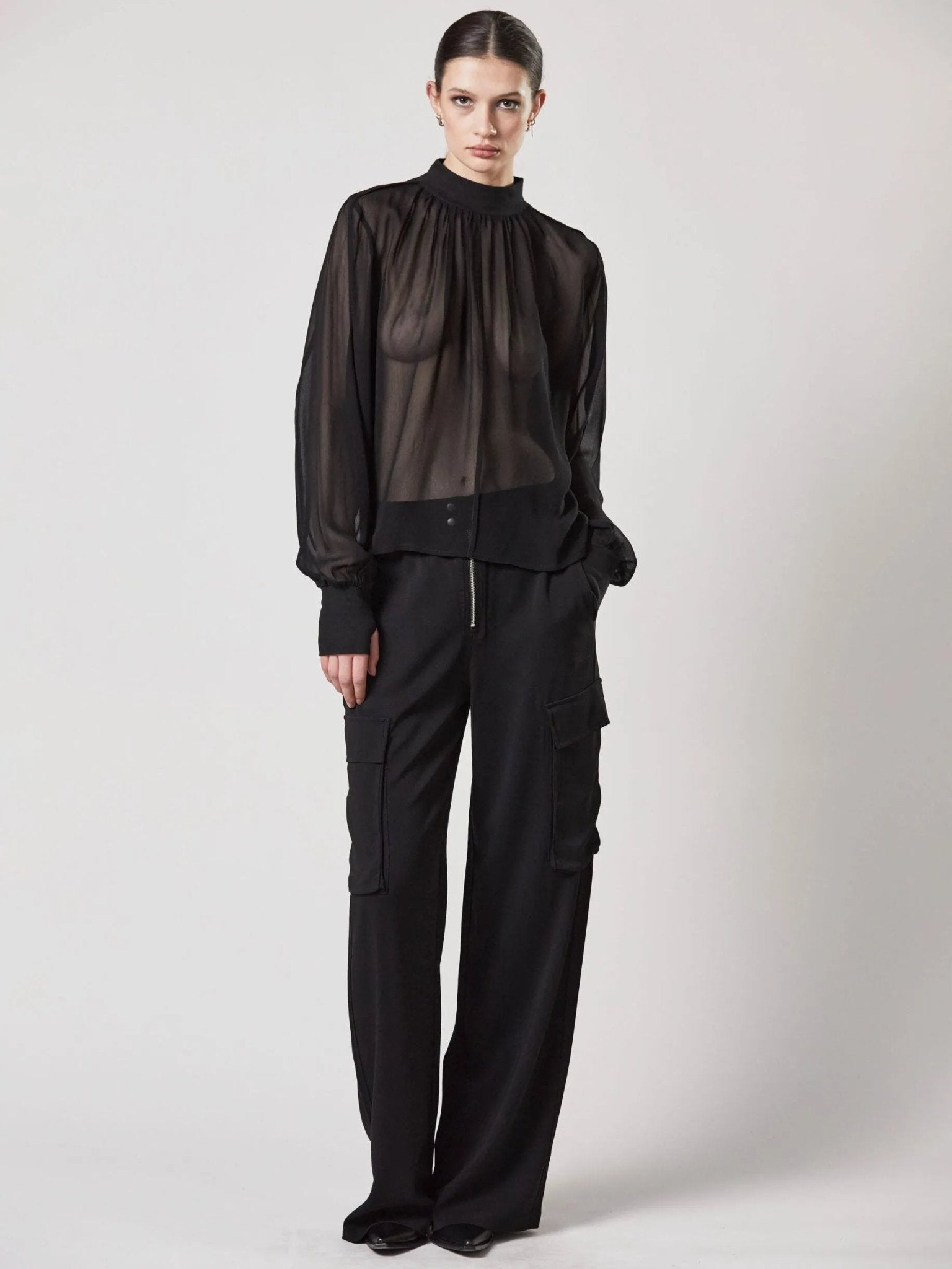 Transparent turtle neck blouse - by THOM KROM