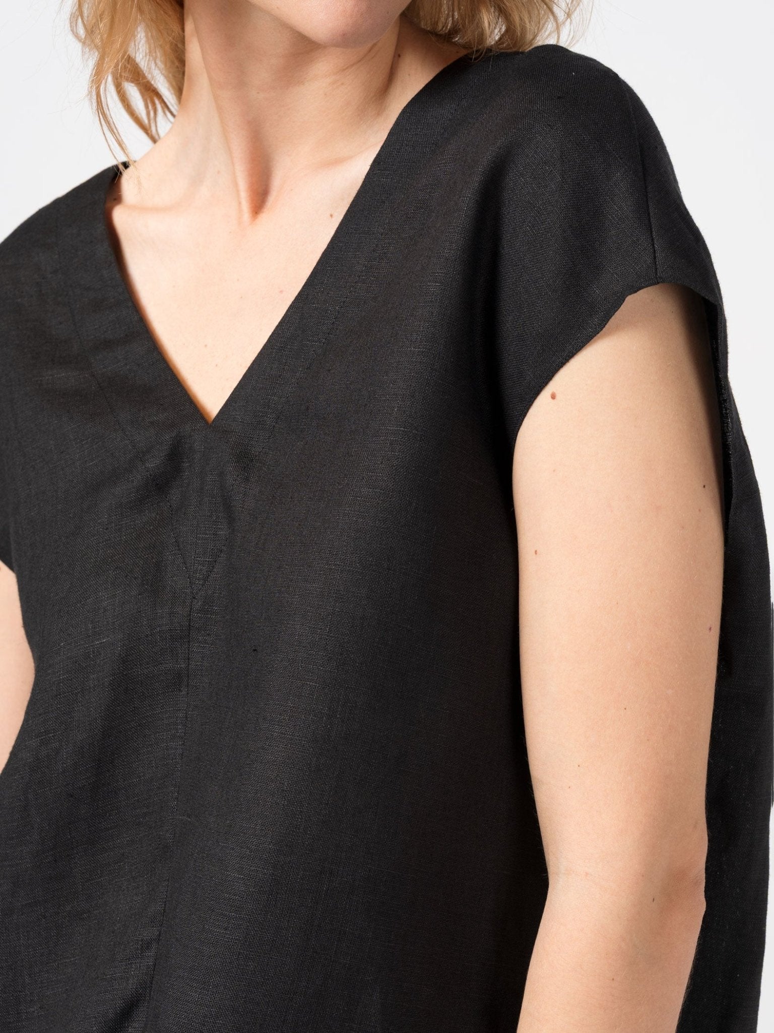 V - Neck Linen Top - by 139DEC