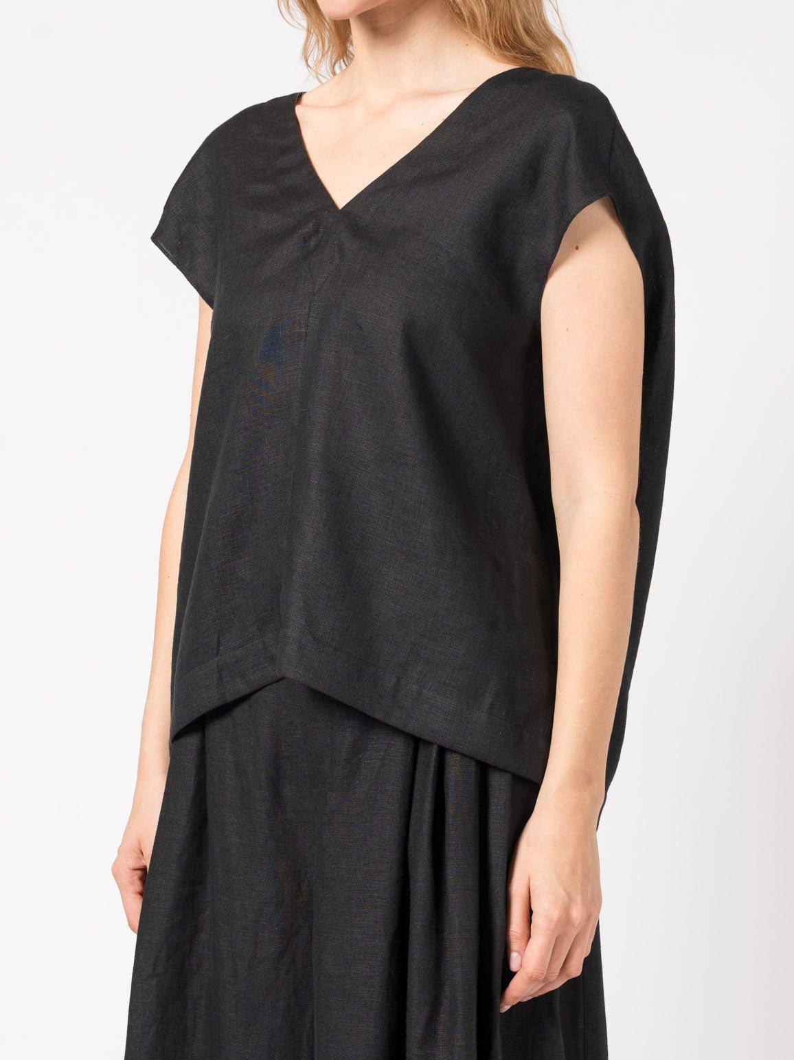 V - Neck Linen Top - by 139DEC