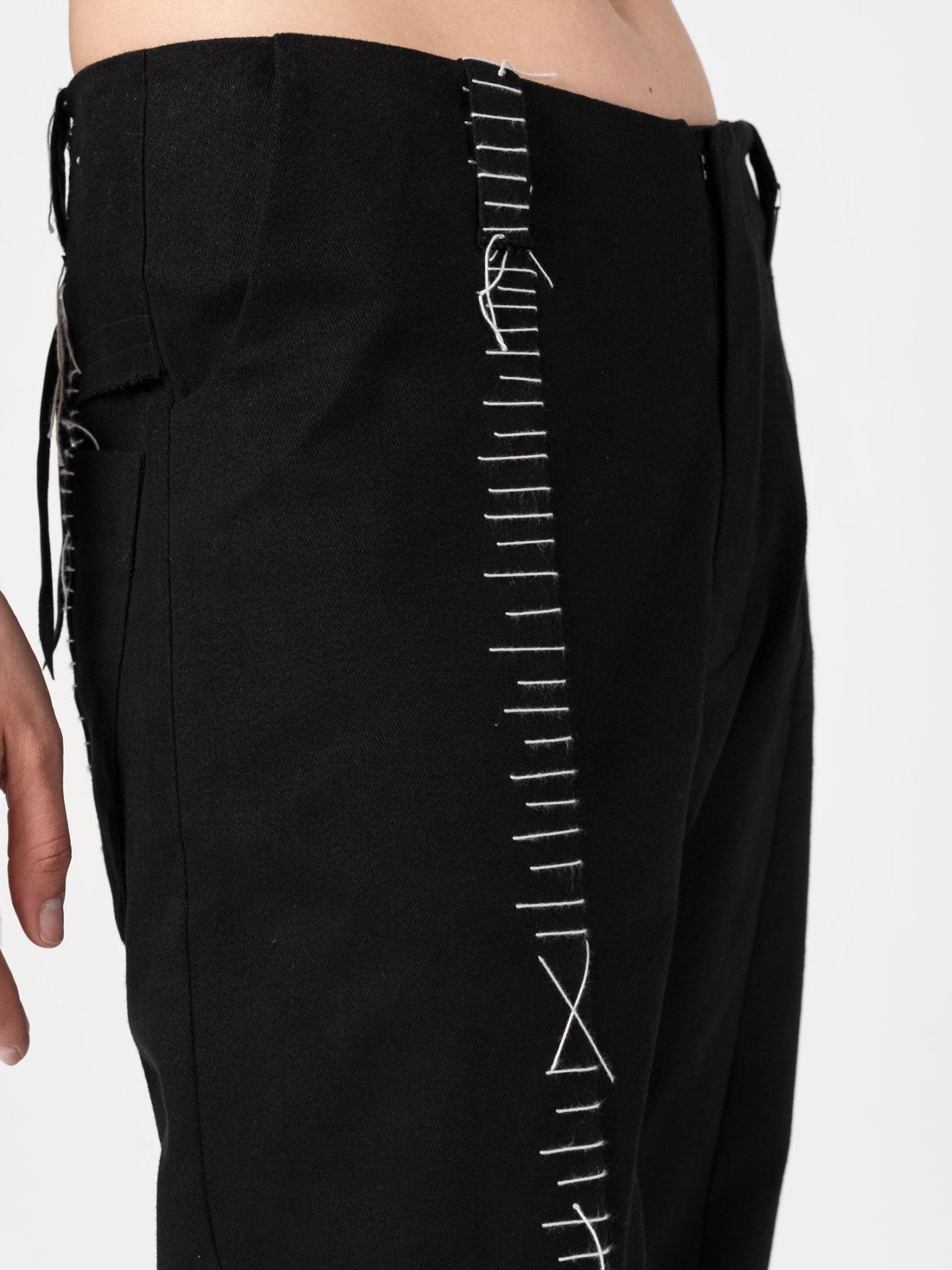 Wide Cotton Pants with Hand Stitching - by 139DEC