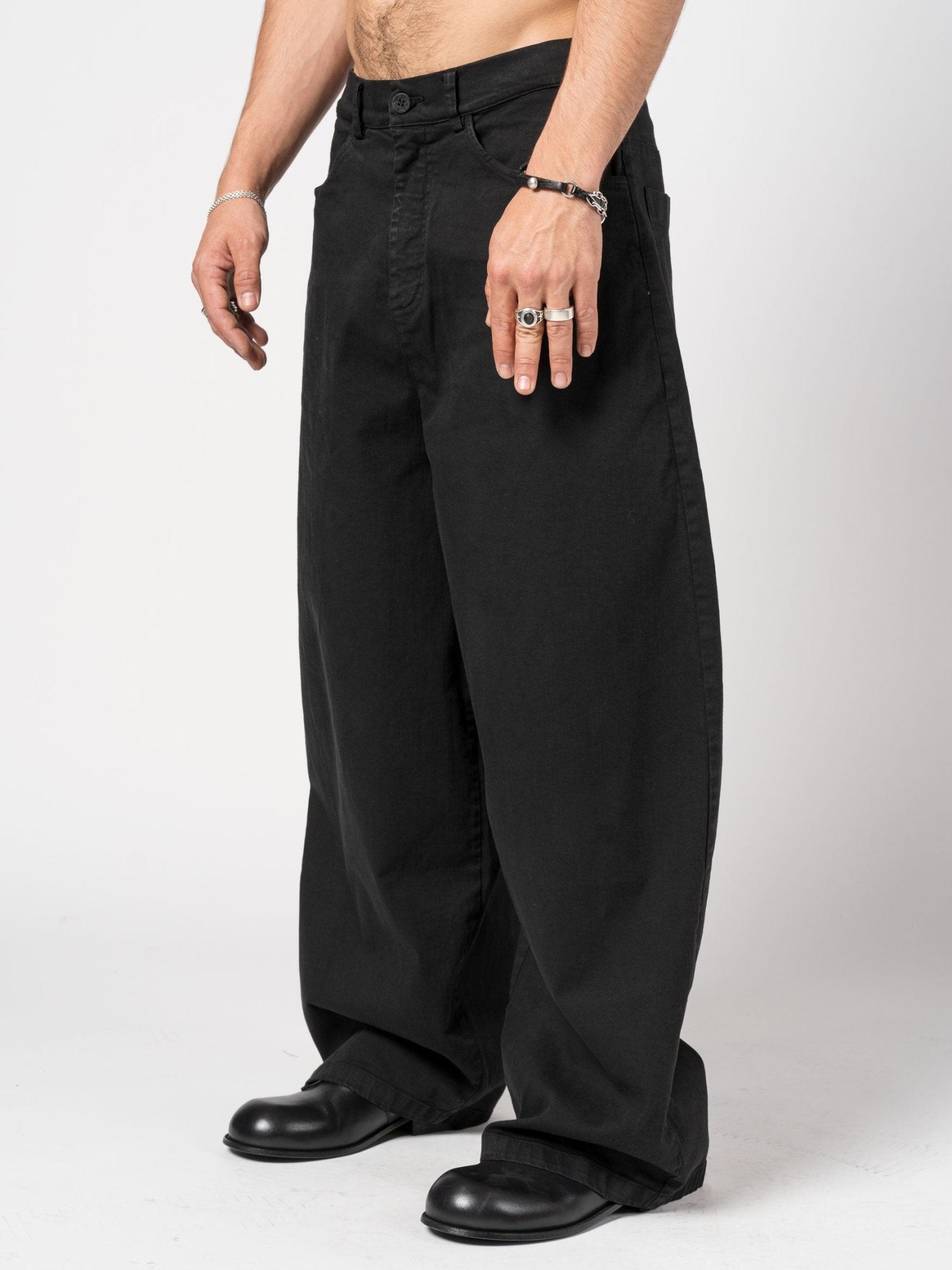 Wide - Leg Denim Trousers - by NOSTRA SANTISSIMA