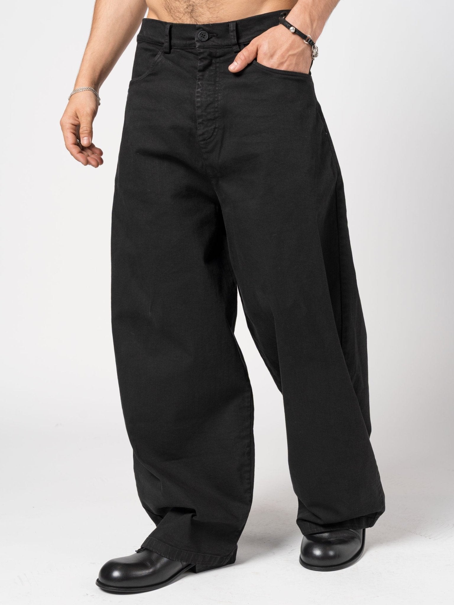 Wide - Leg Denim Trousers - by NOSTRA SANTISSIMA