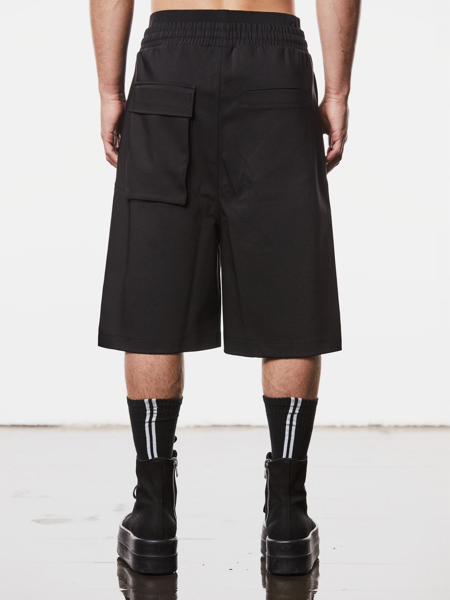 Wide - Leg Drop Crotch Shorts - by THOM KROM