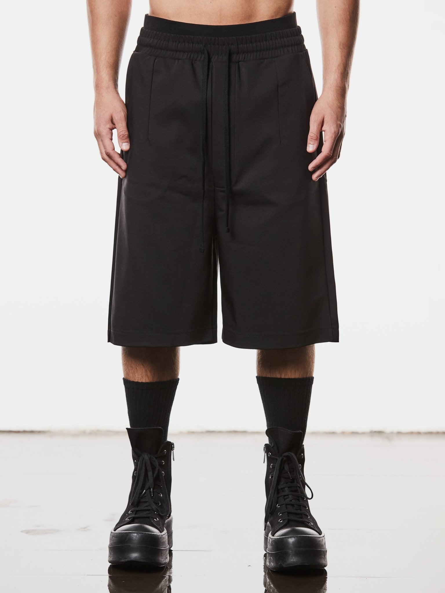 Wide - Leg Drop Crotch Shorts - by THOM KROM
