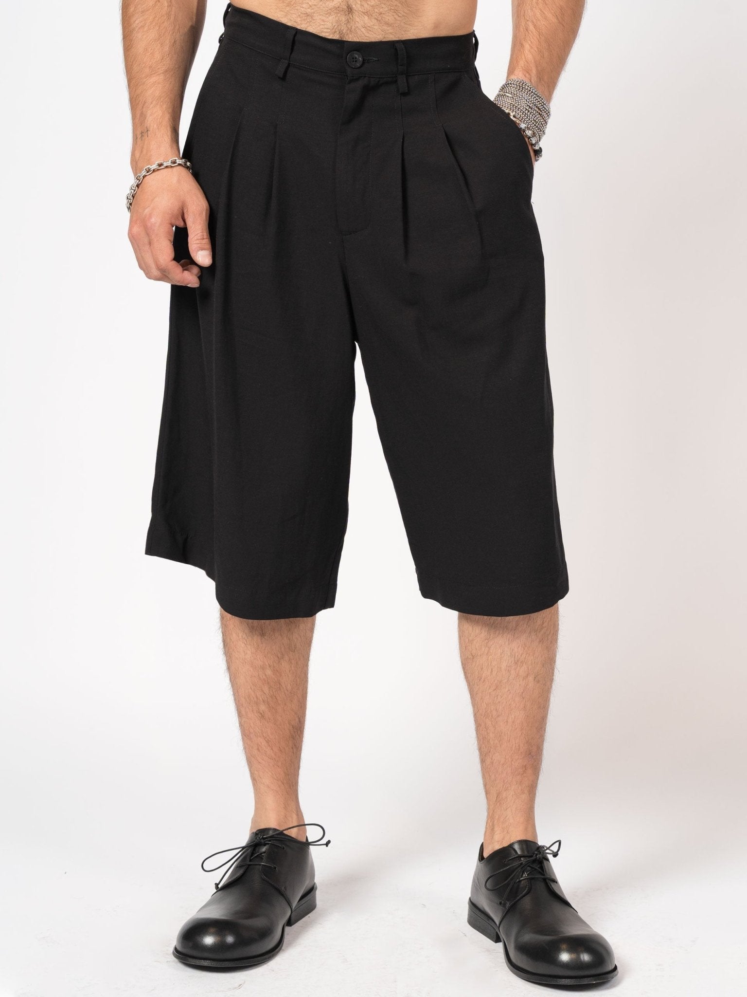 Wide - Leg Pleated Shorts - by NOSTRA SANTISSIMA