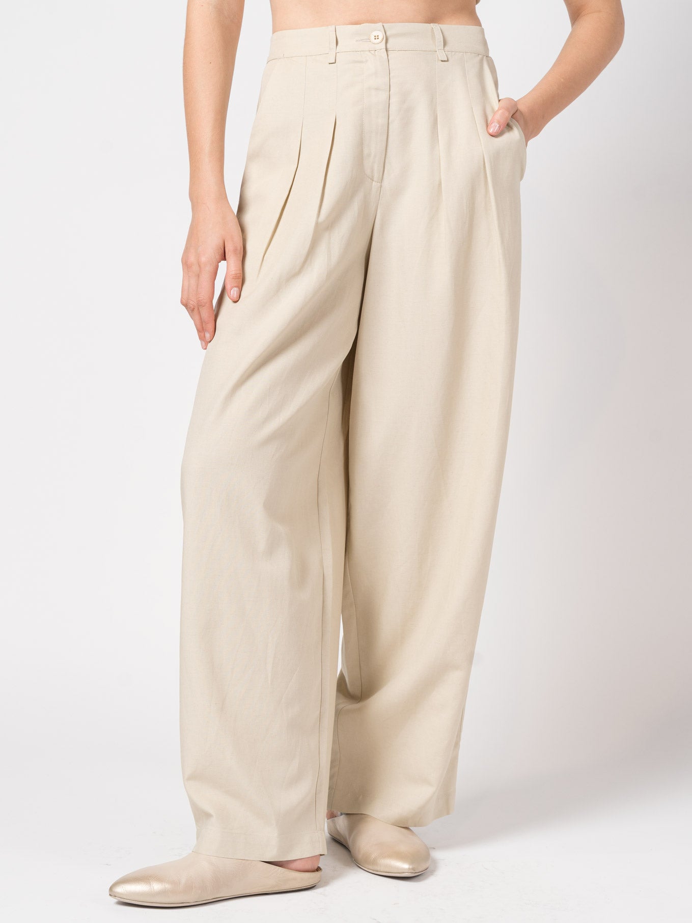 Wide - Leg Pleated Trousers - by NOSTRA SANTISSIMA