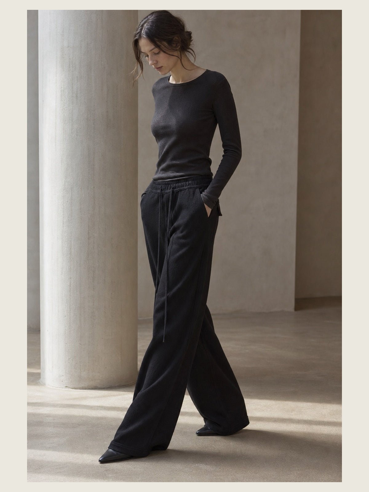 Wide-Leg Wool Trousers - by THOM KROM