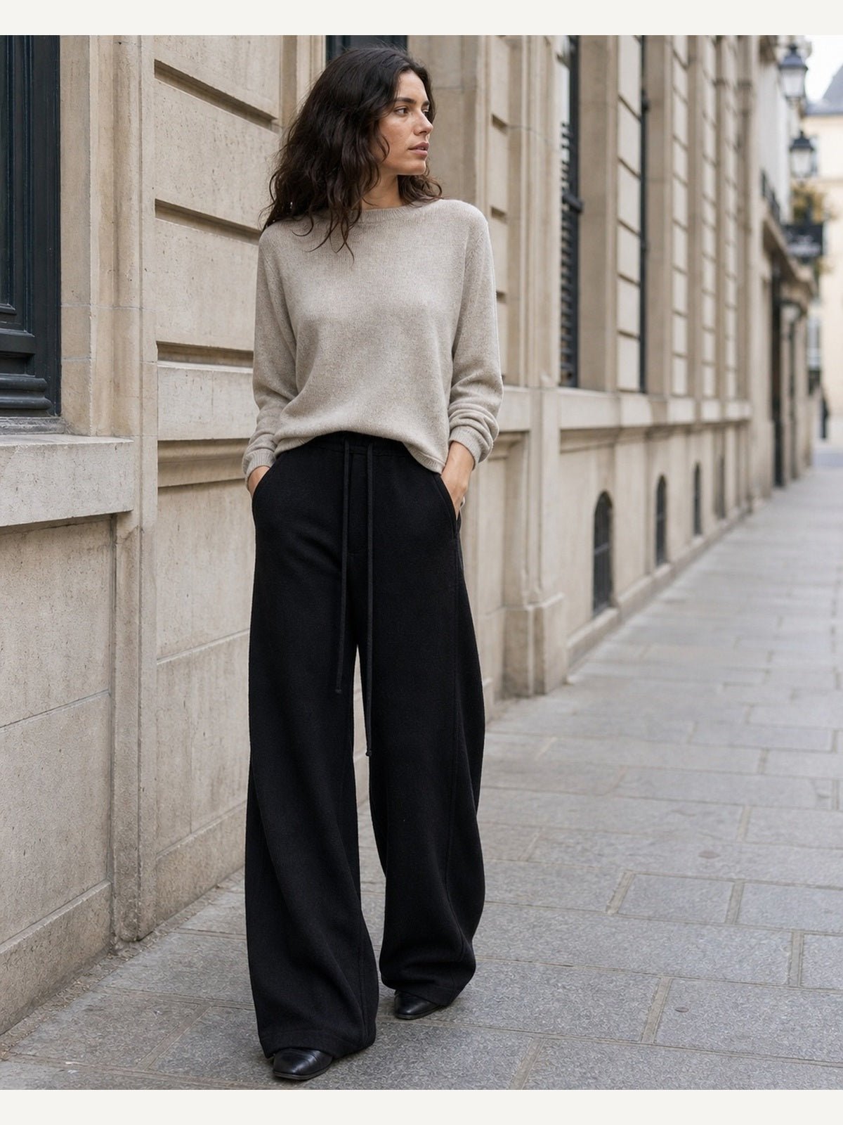 Wide-Leg Wool Trousers - by THOM KROM