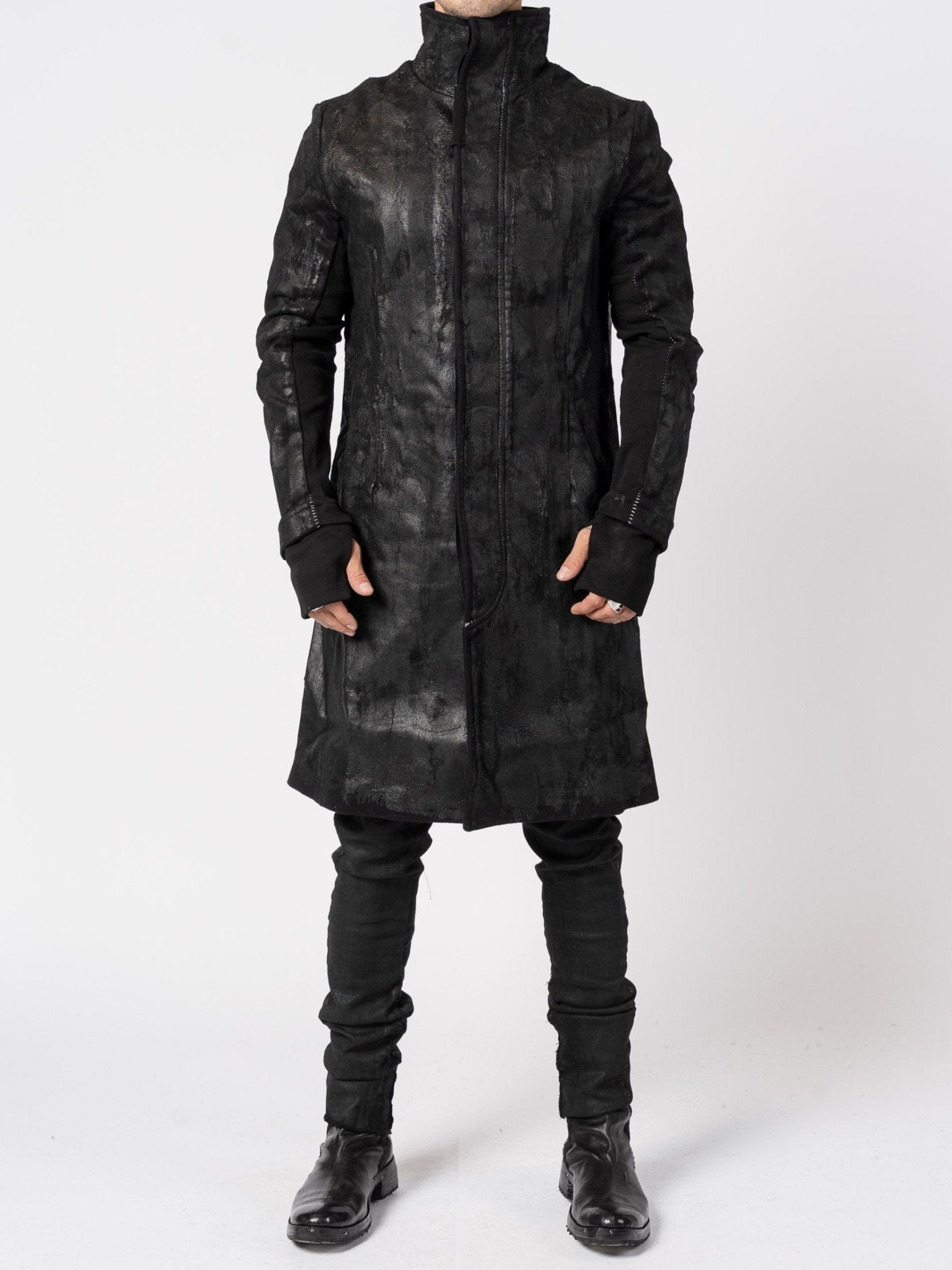 Wool - Cashmere Coat with PU Finish - by MD75