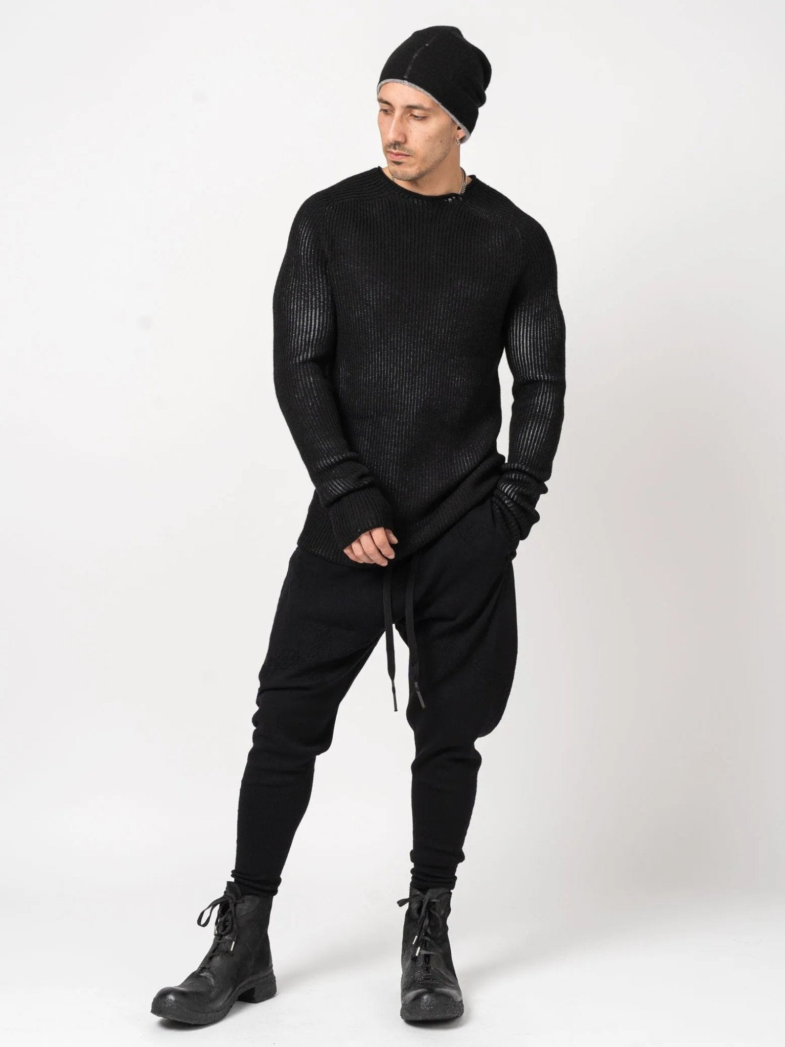 Wool Knit Sweater with Back Detail - by MD75