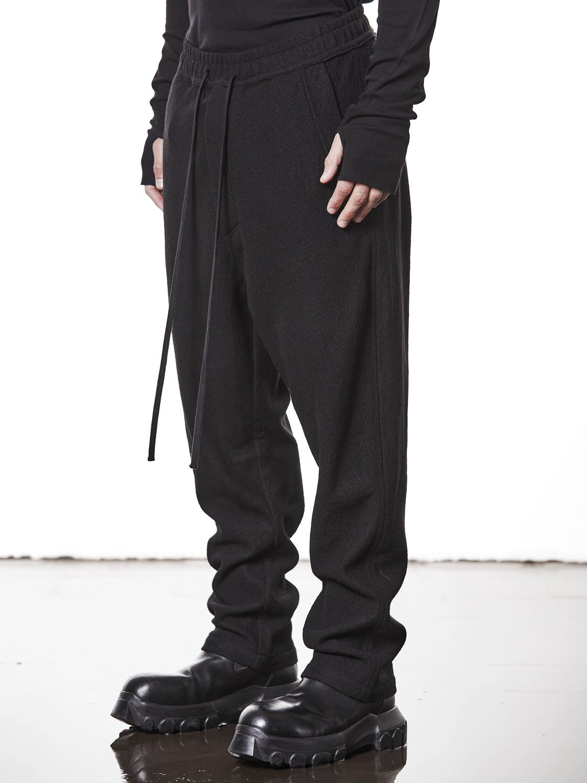 Wool Low Crotch Trousers - by THOM KROM