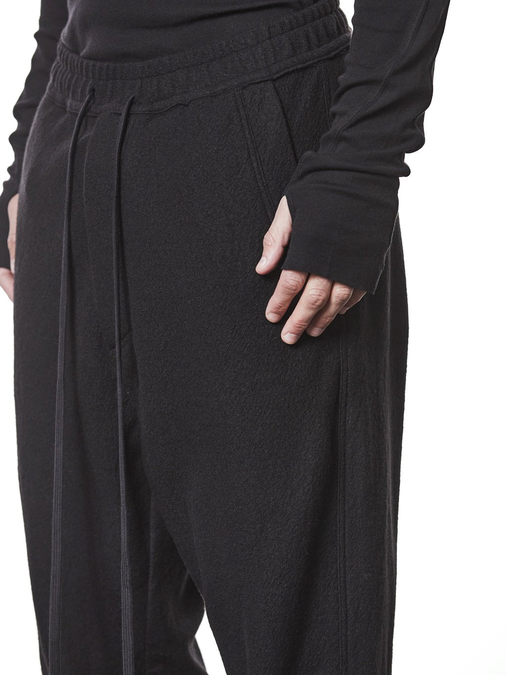 Wool Low Crotch Trousers - by THOM KROM