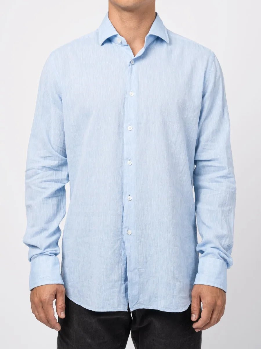 Xacus Linen - Cotton Slub Shirt Pale Azure - by XACUS