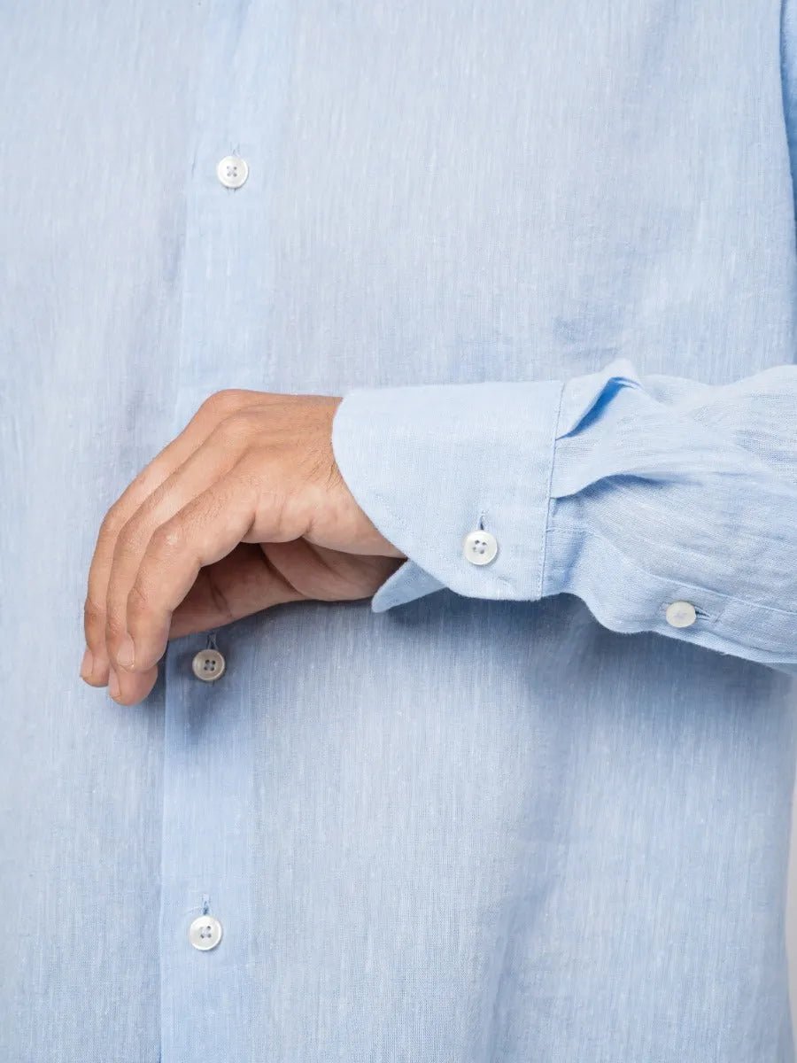 Xacus Linen - Cotton Slub Shirt Pale Azure - by XACUS