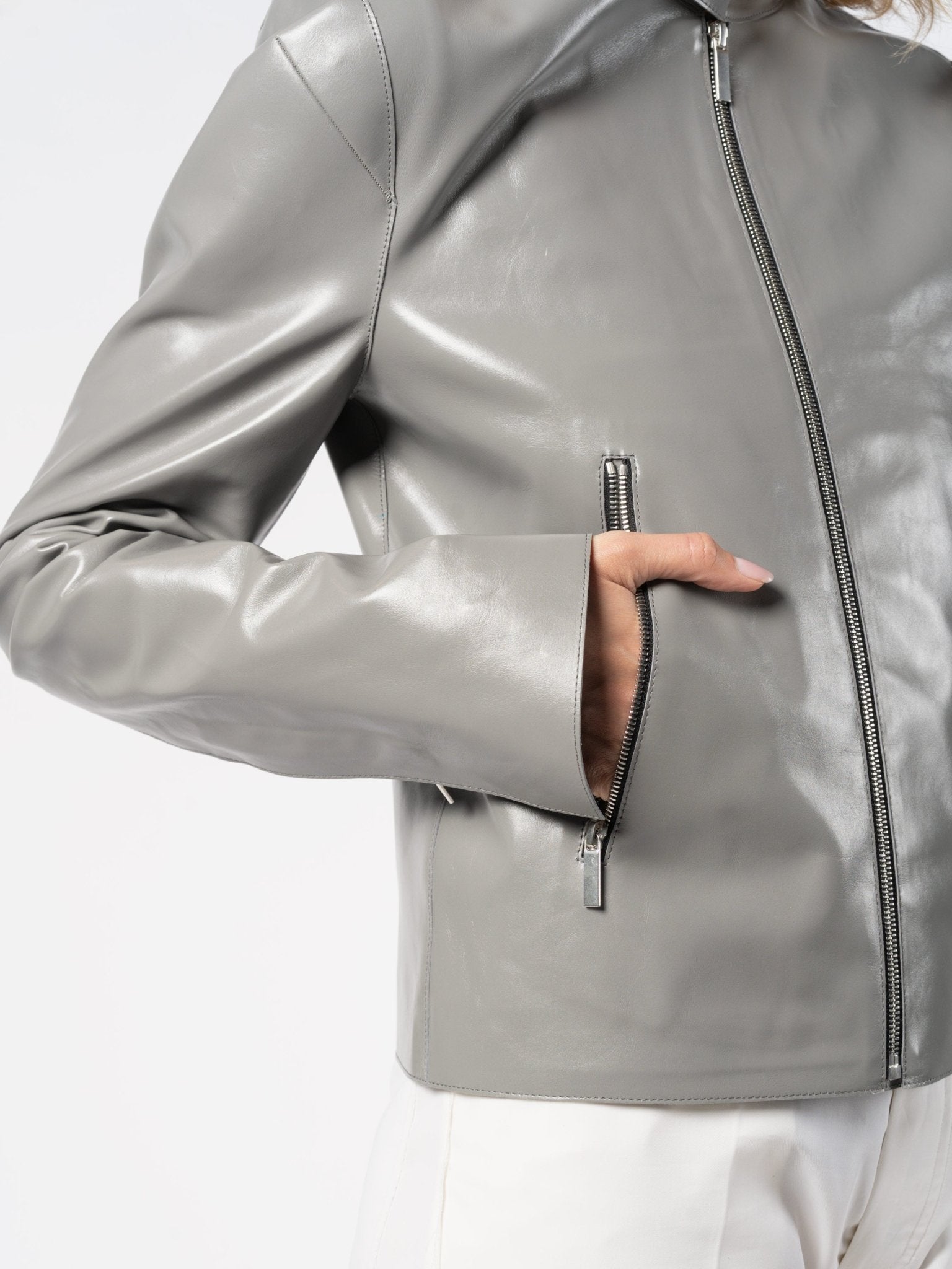 Zip Leather Jacket - by SAPIO