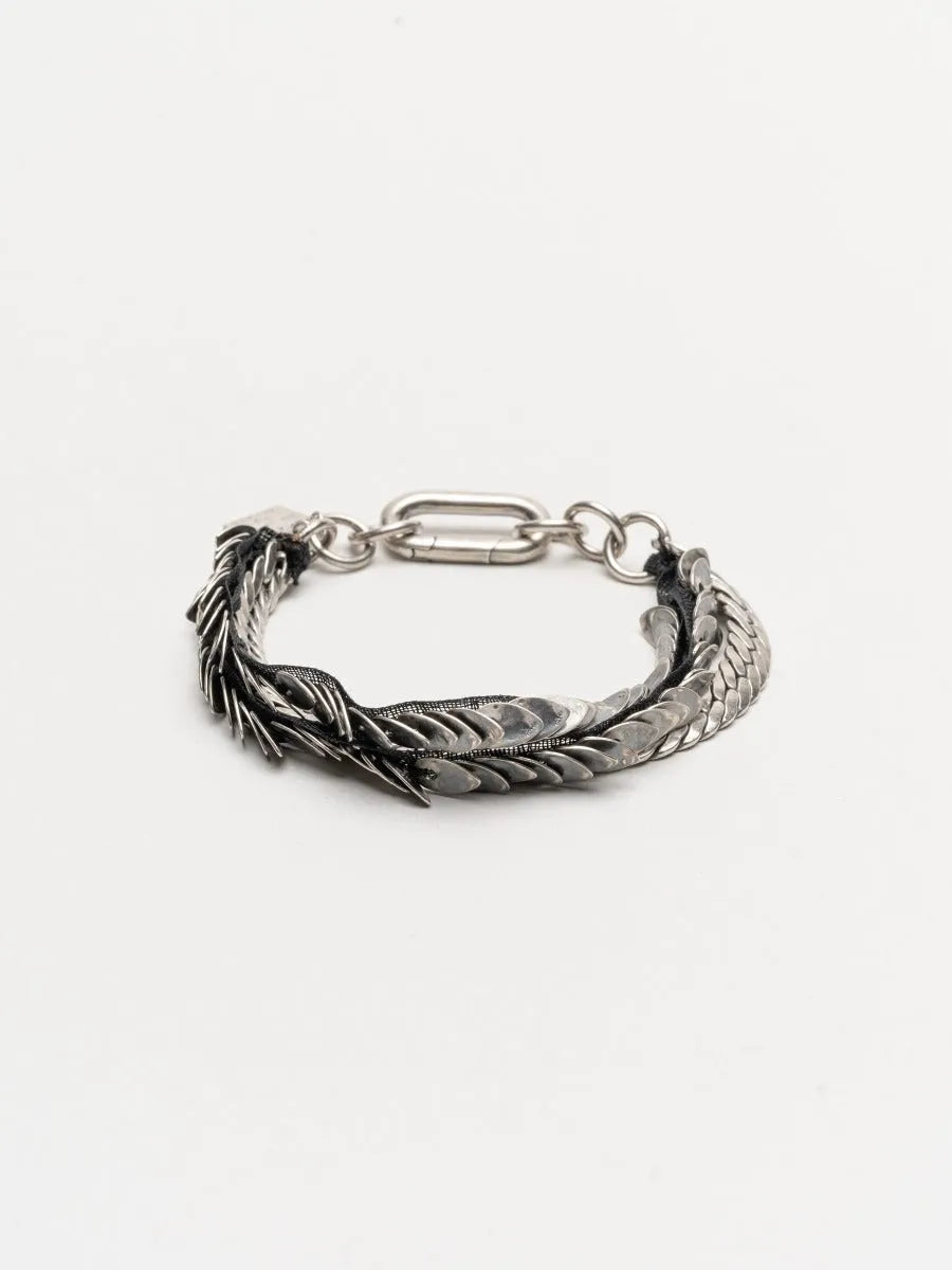 GOTI BR1246 Silver and Leather Bracelet