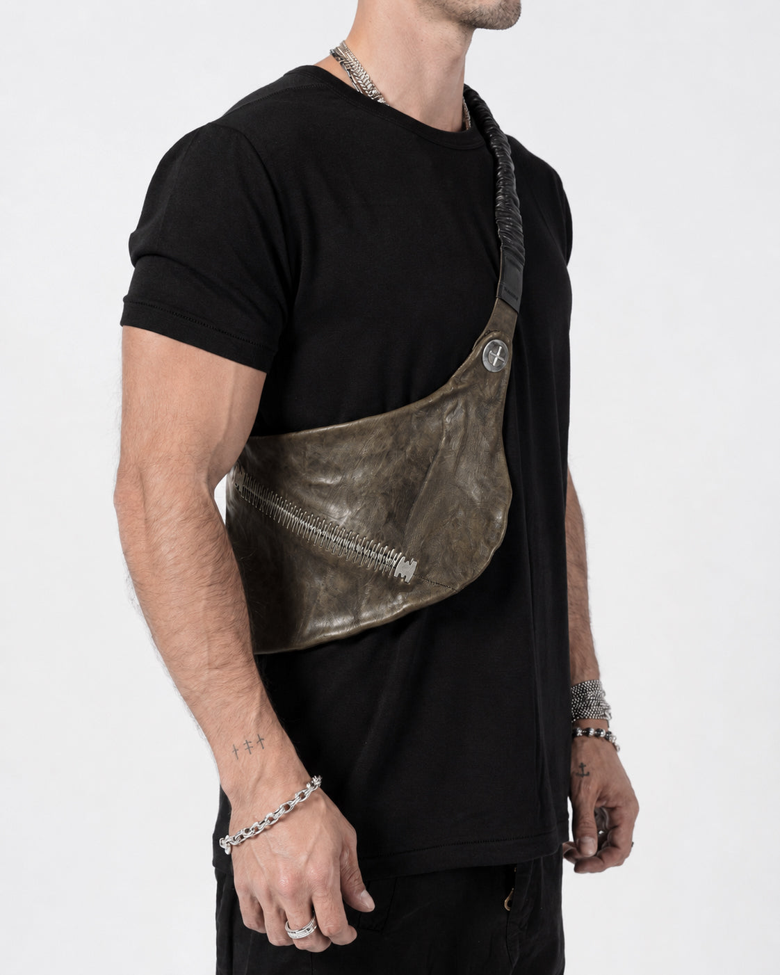 Object-Dyed Leather Crossbody Pouch