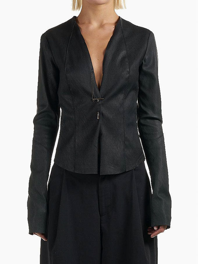 Lambskin Jacket with Silver Detailing