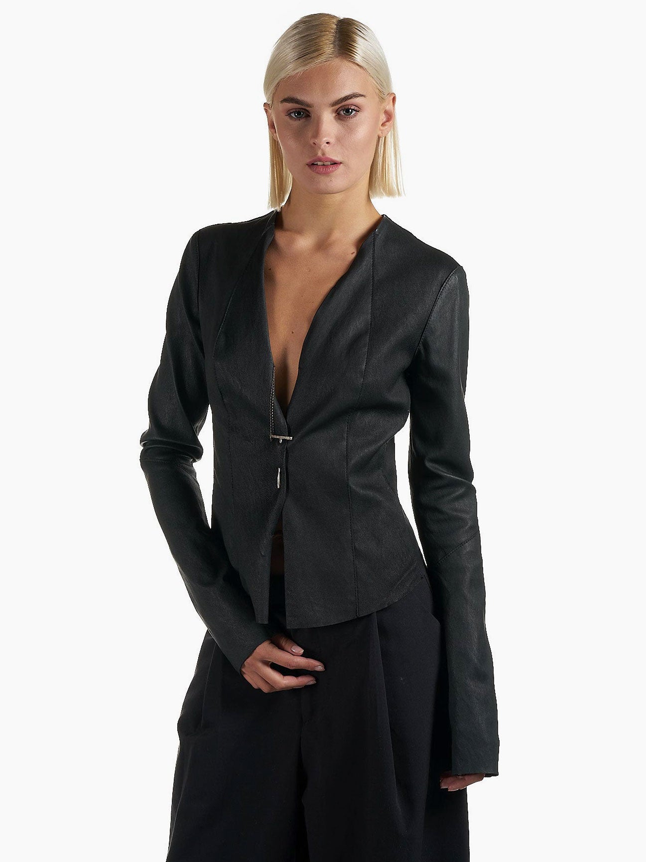 Lambskin Jacket with Silver Detailing