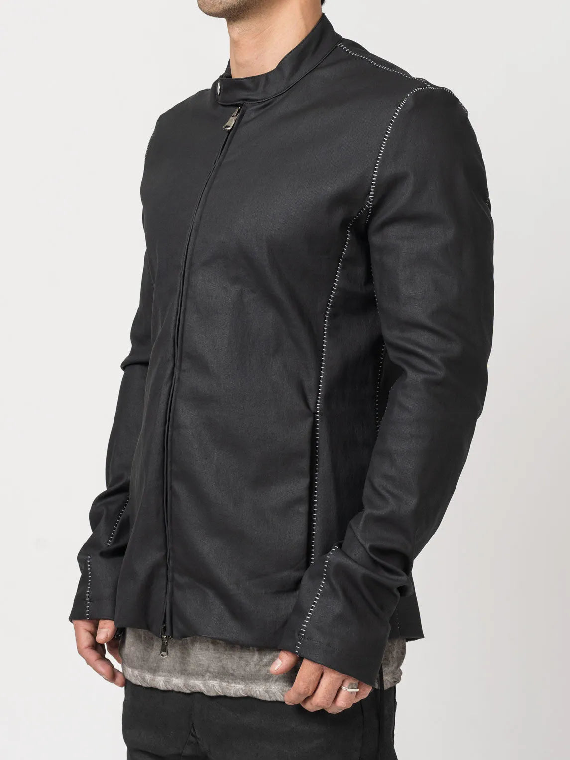 Slim-Fit Zip Jacket with Contrast Stitching