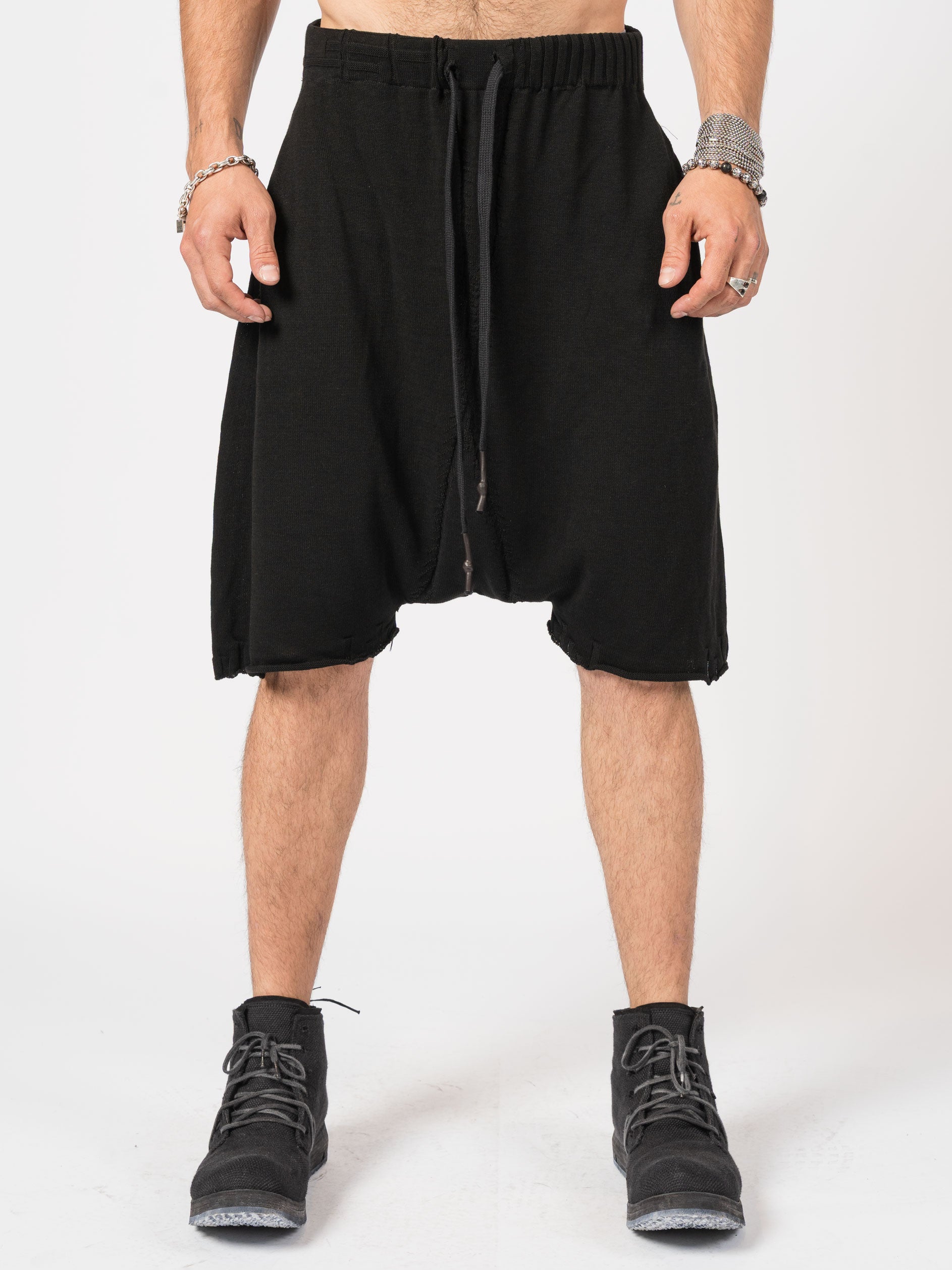 Knit Drop-Crotch Shorts