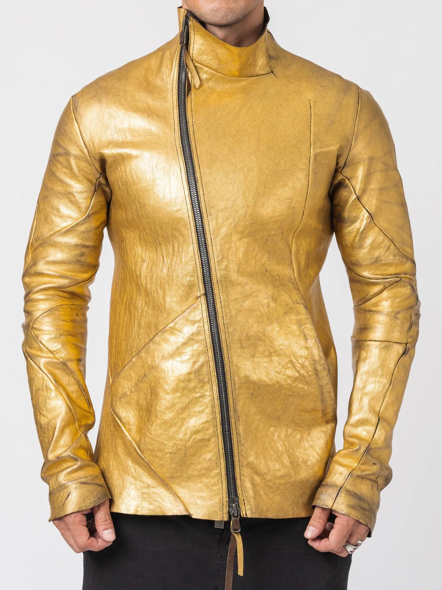 24K Gold Deconstructed Horse Leather Jacket