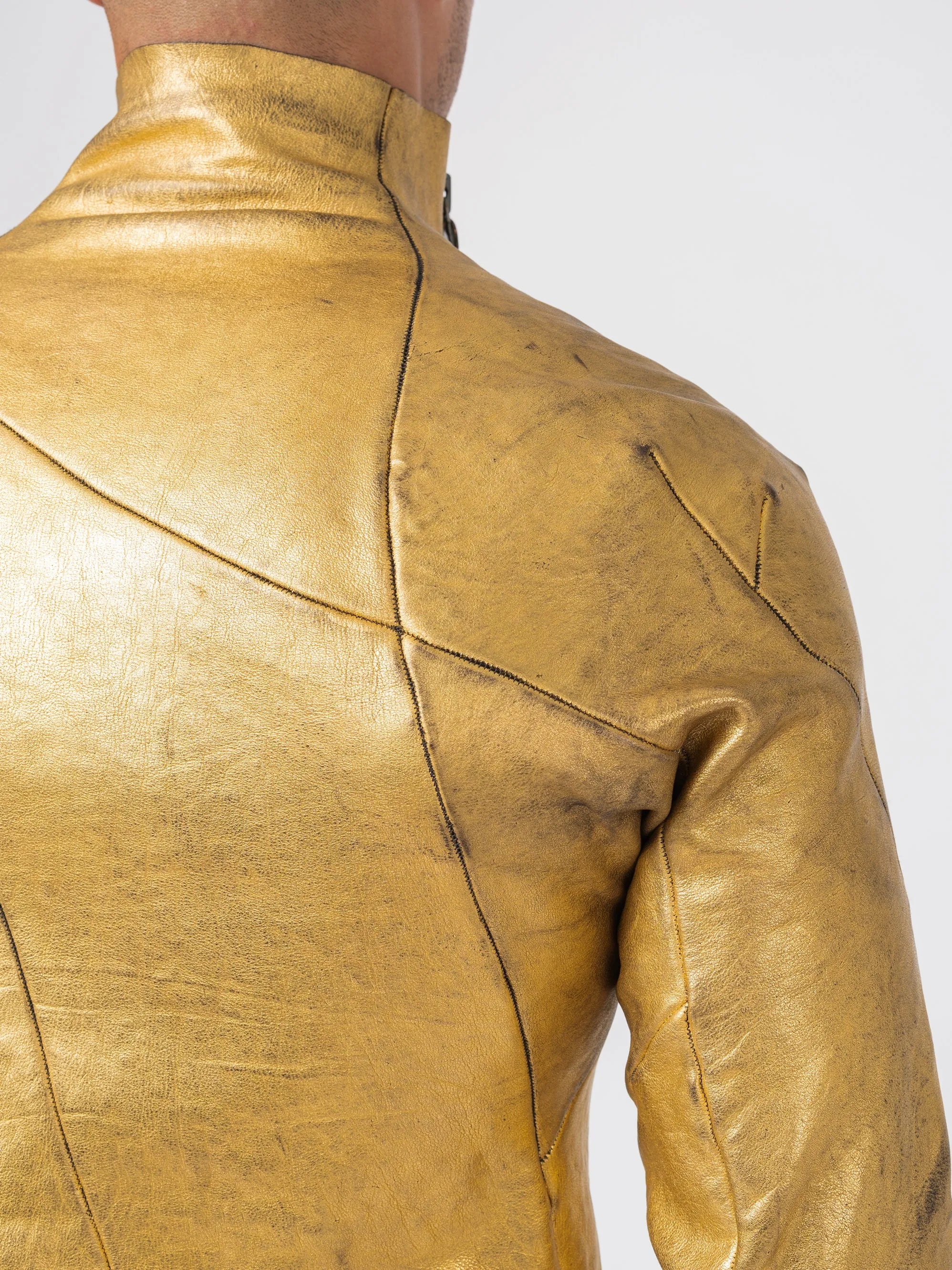 24K Gold Deconstructed Horse Leather Jacket