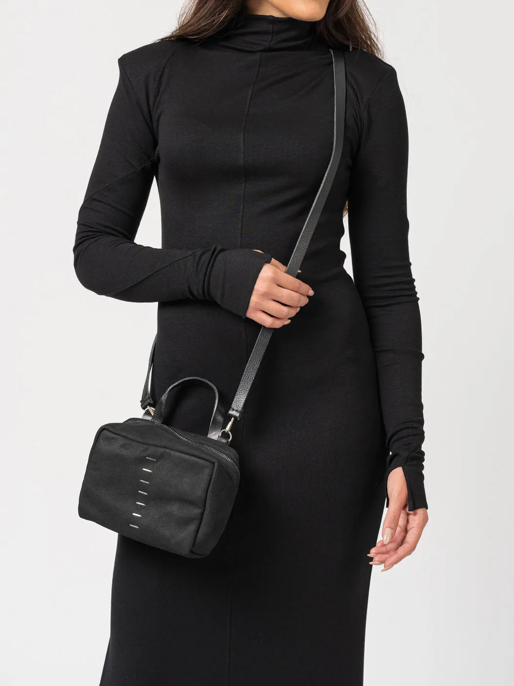 Cube-Shaped Calfskin Crossbody Bag