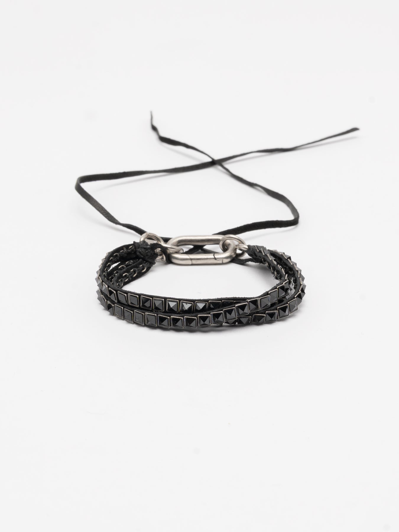 Leather and Hematite Wrap Bracelet